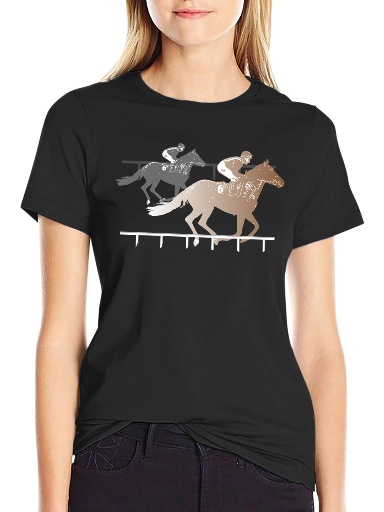 Horse Racing Graphic Tee - Black