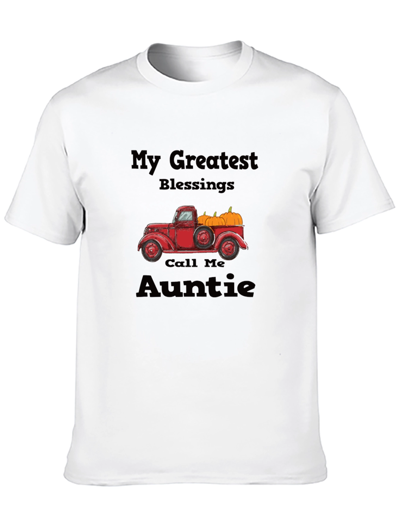 Auntie Blessings T-Shirt - Truck & Pumpkins Design
