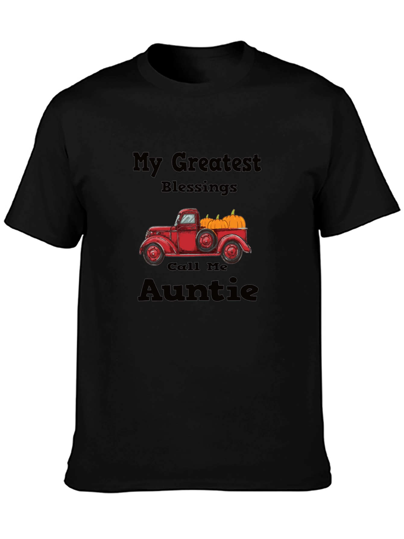 Auntie Blessings T-Shirt - Truck & Pumpkins Design