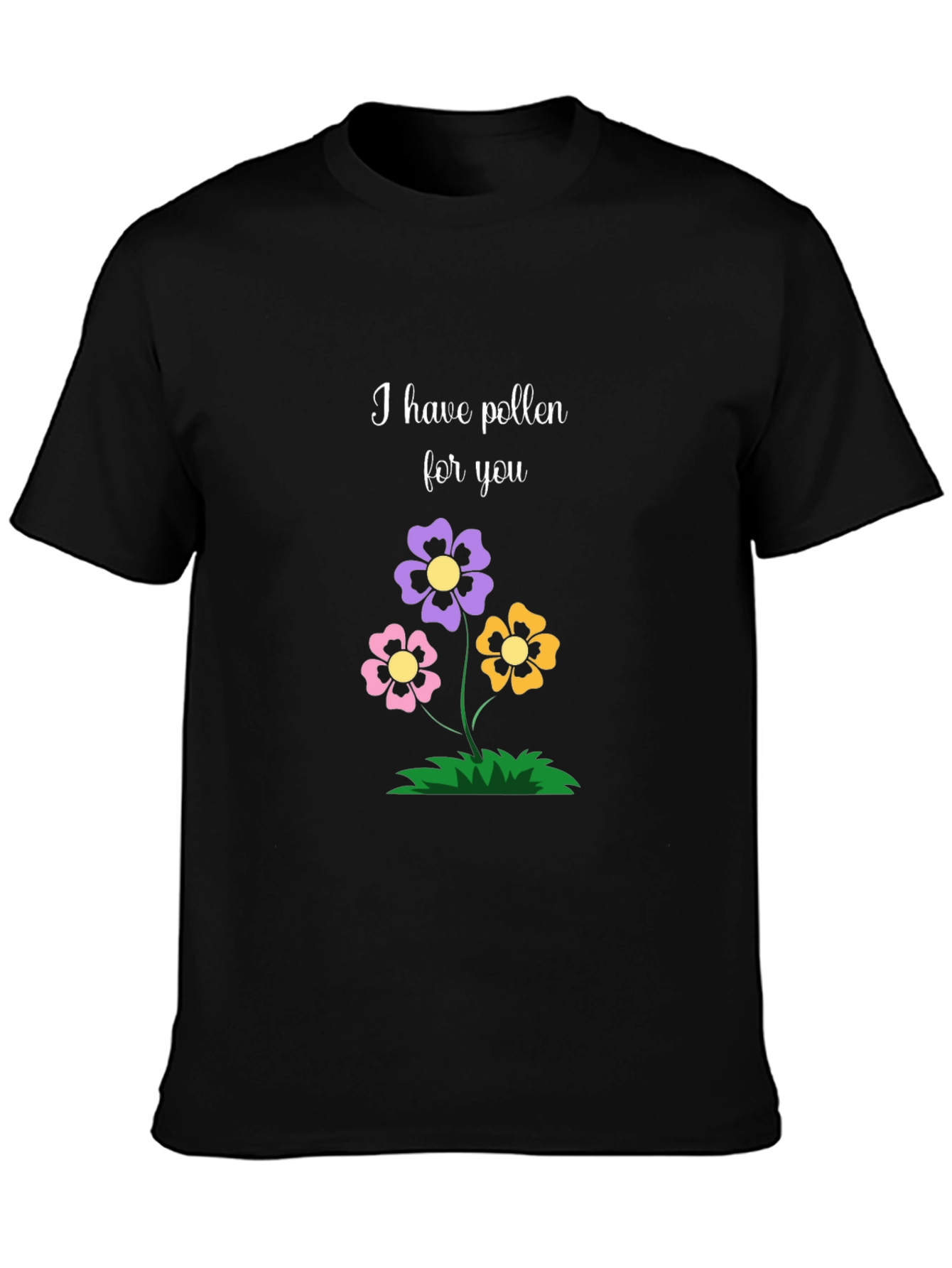Floral Pollen Graphic Tee - Trendy Black T-Shirt