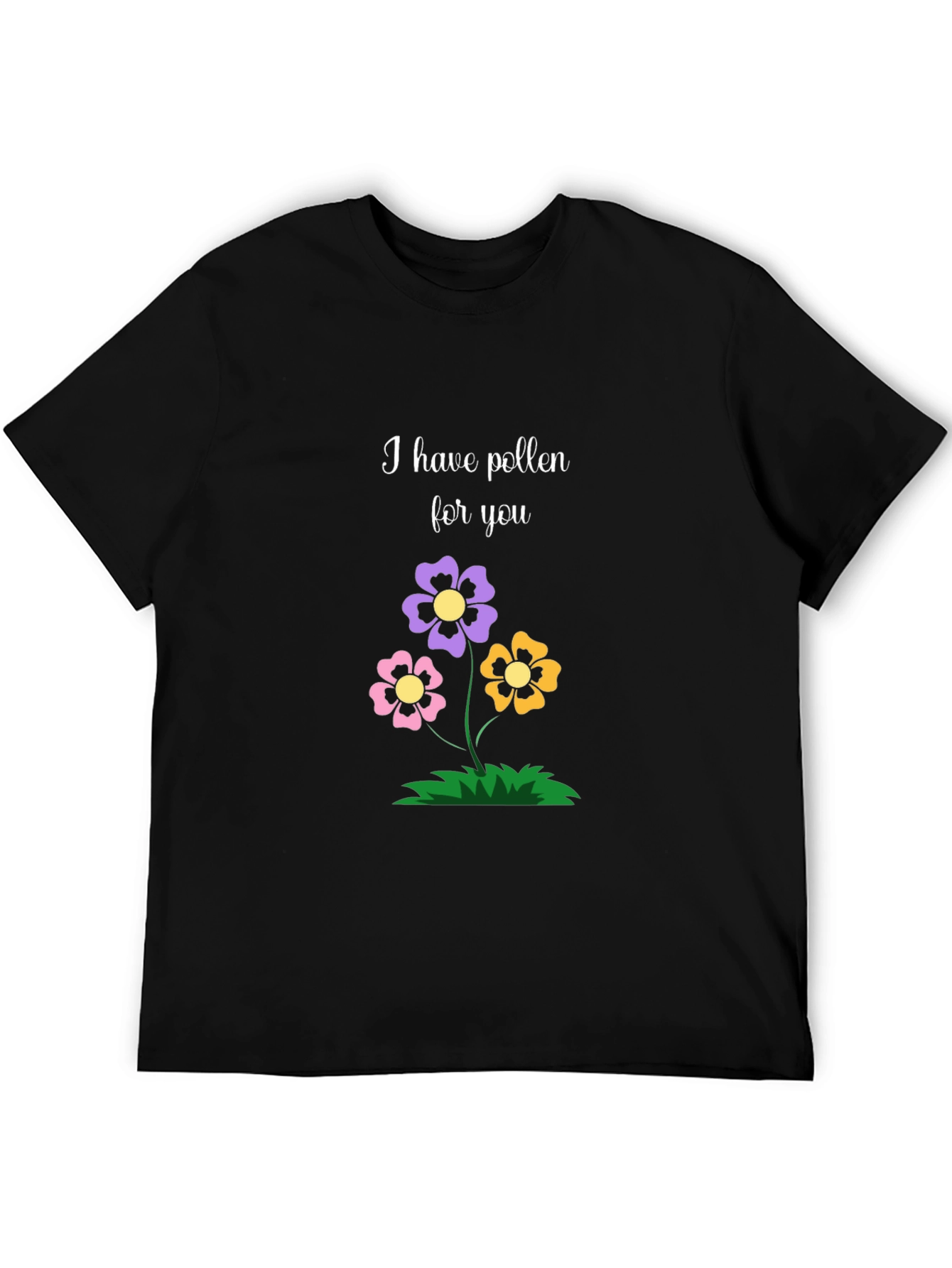 Floral Pollen Graphic Tee - Trendy Black T-Shirt
