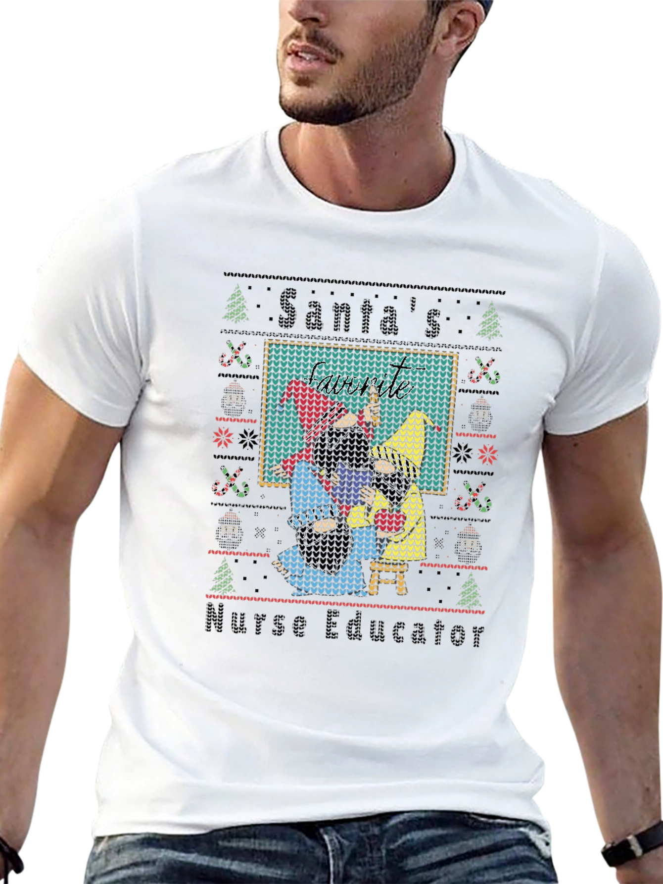 Santas Nurse Educator Ugly Christmas Sweater T-Shirt