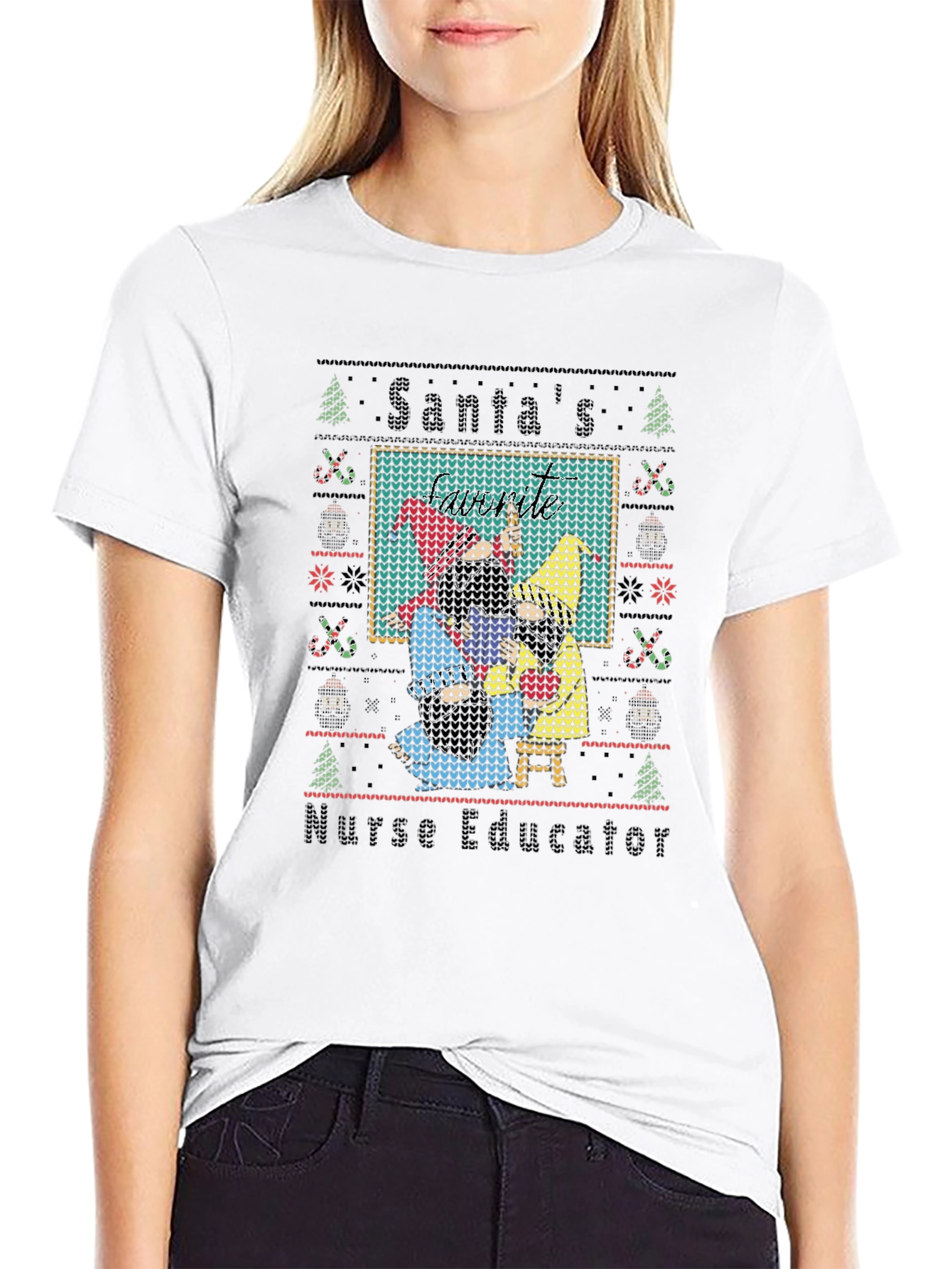 Santas Nurse Educator Ugly Christmas Sweater T-Shirt