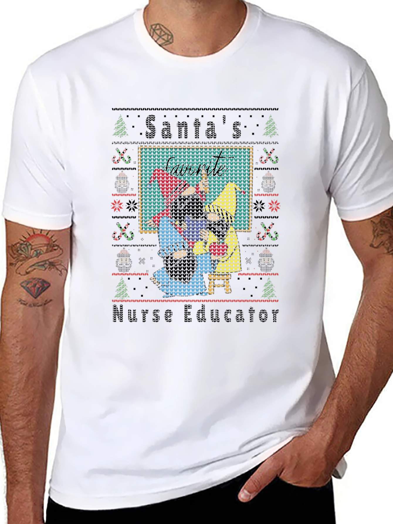 Santas Nurse Educator Ugly Christmas Sweater T-Shirt