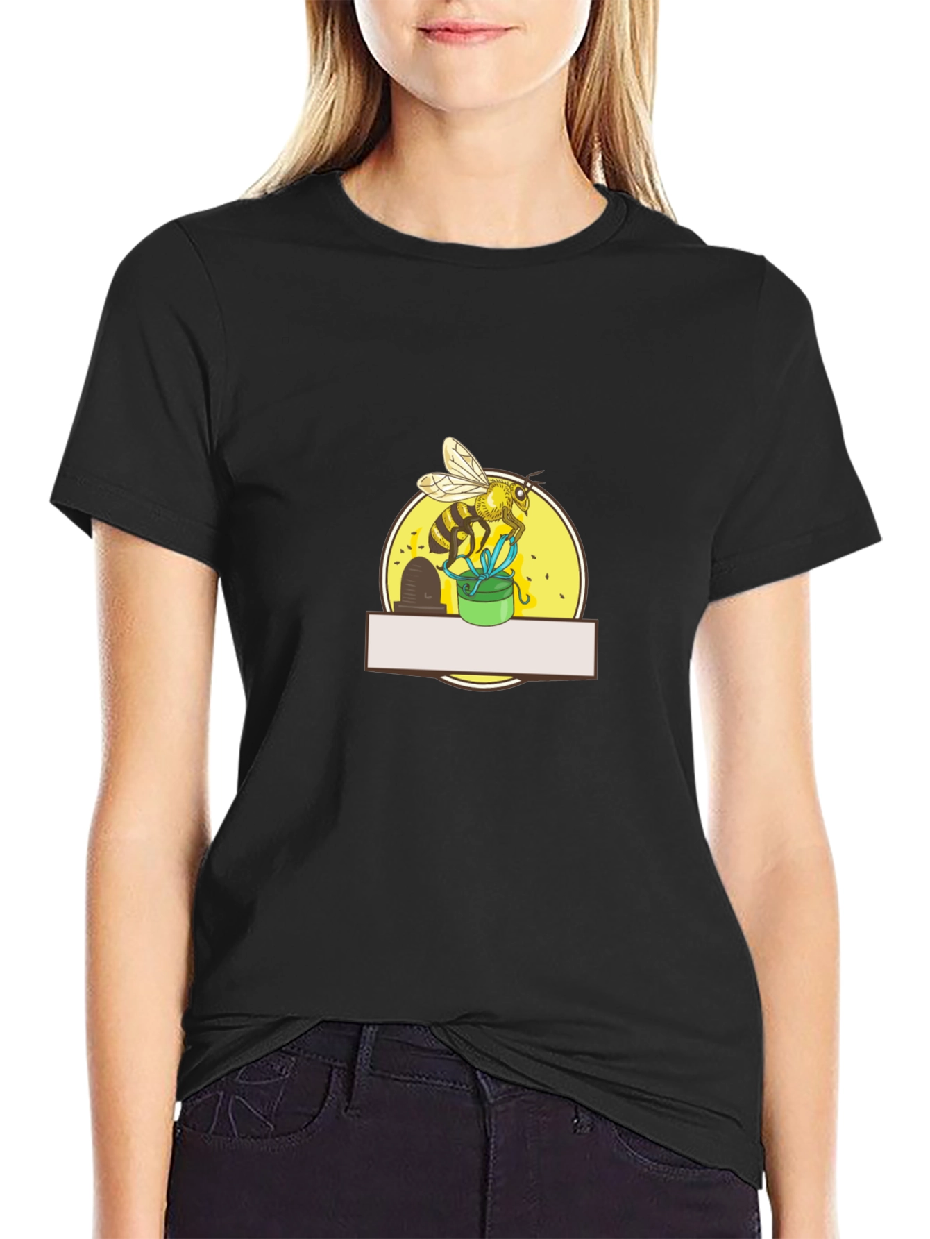 Bee Graphic Tee - Black Cotton Blend