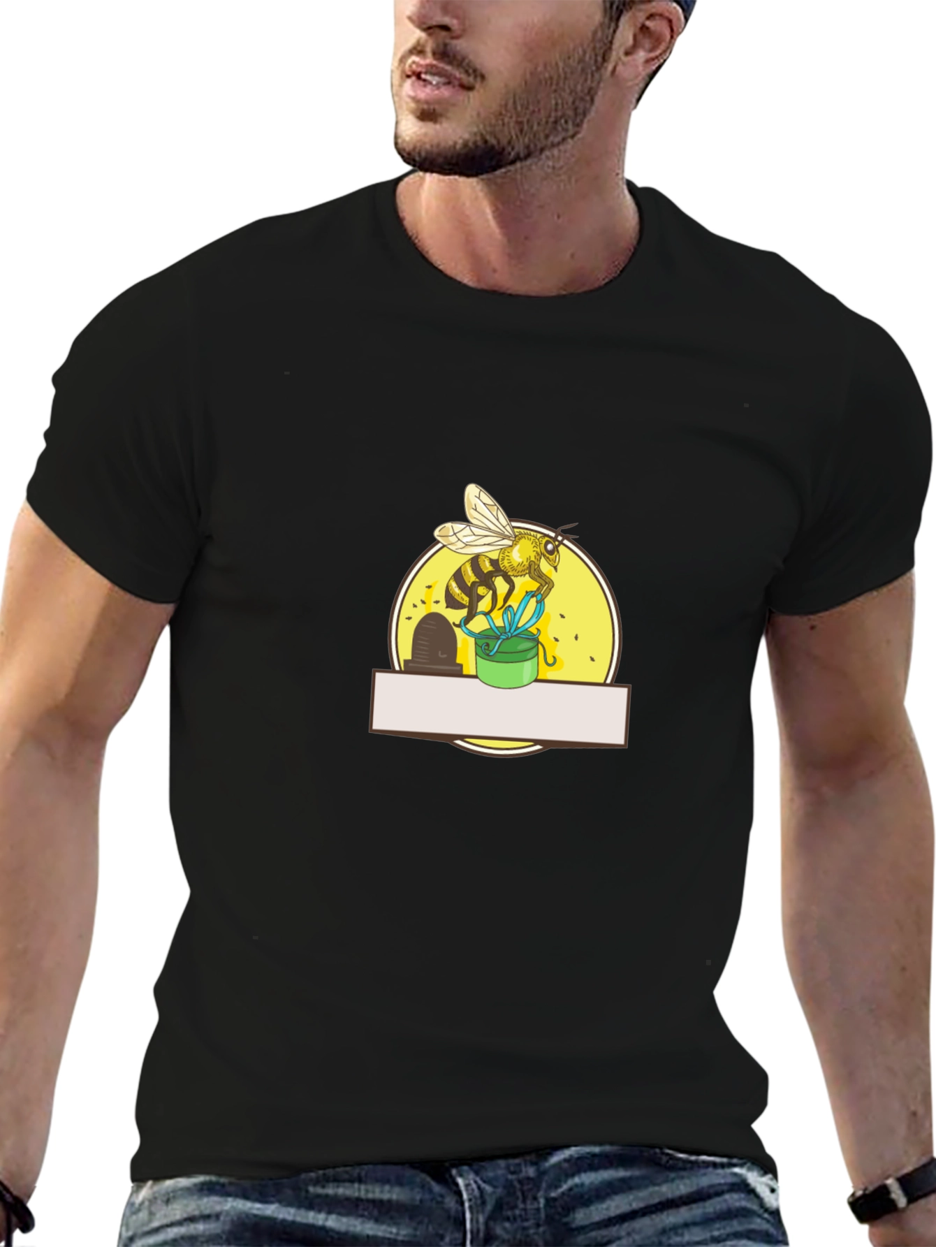 Bee Graphic Tee - Black Cotton Blend