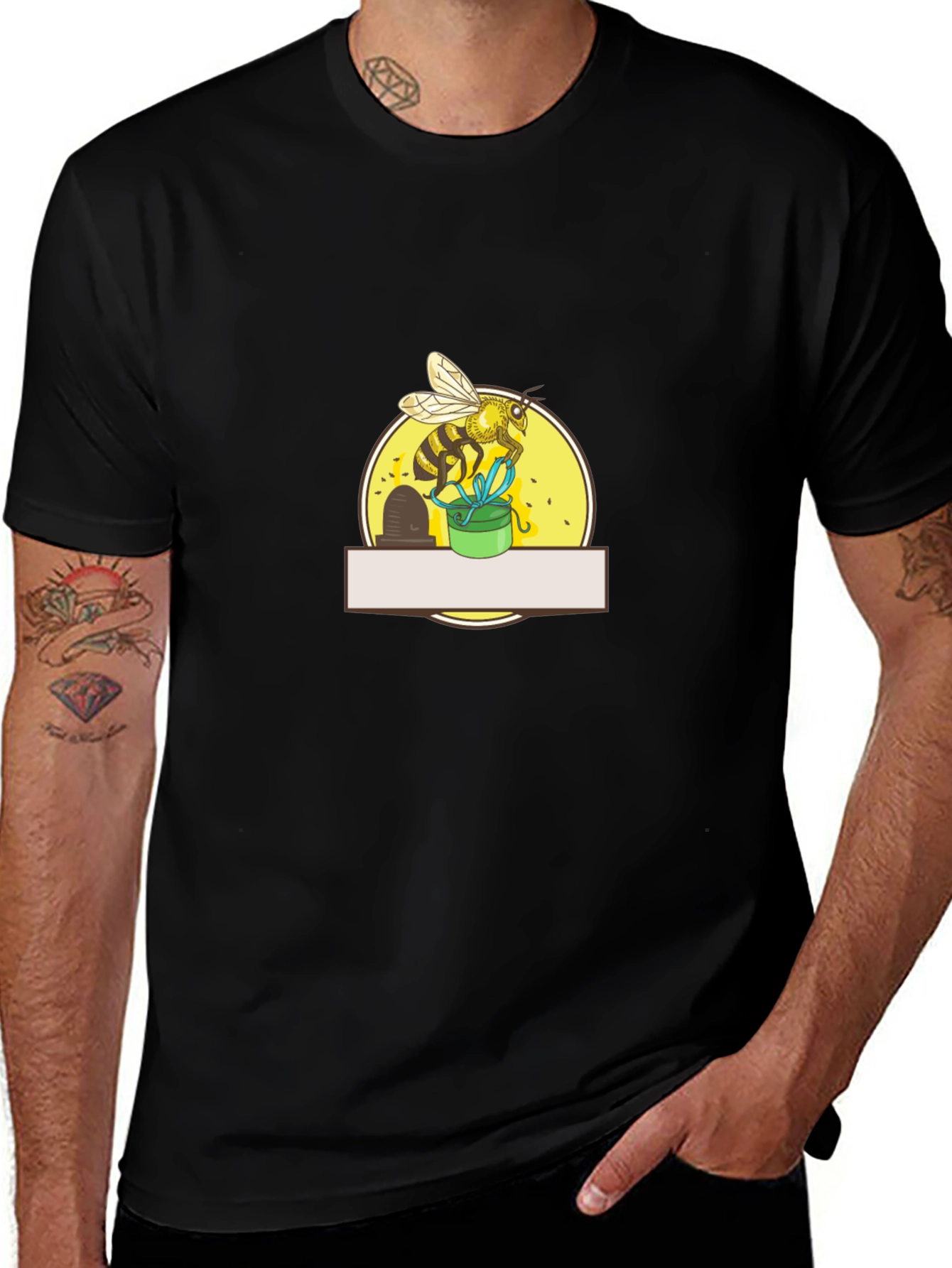 Bee Graphic Tee - Black Cotton Blend