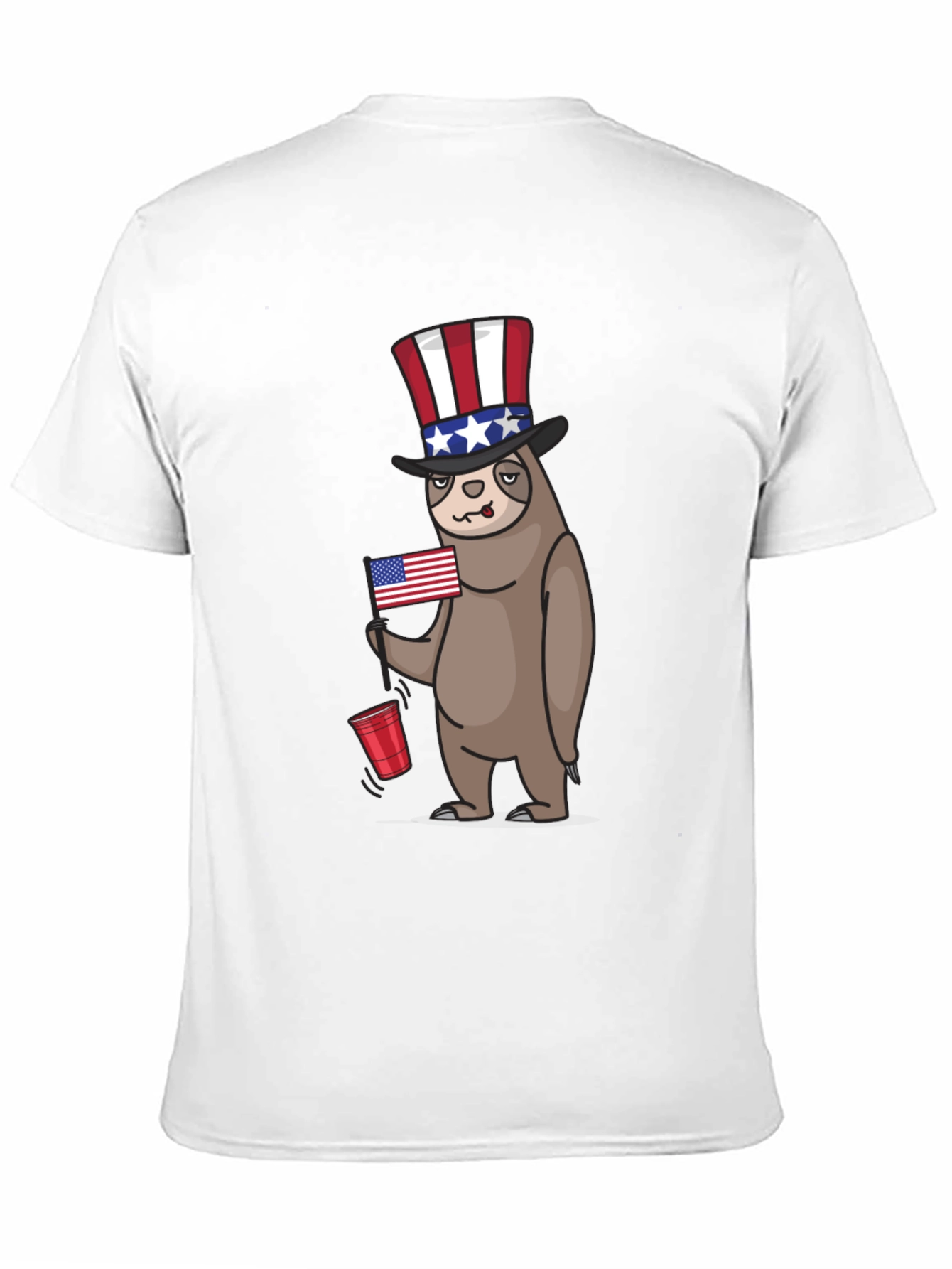 Patriotic Sloth Mens Black T-Shirt