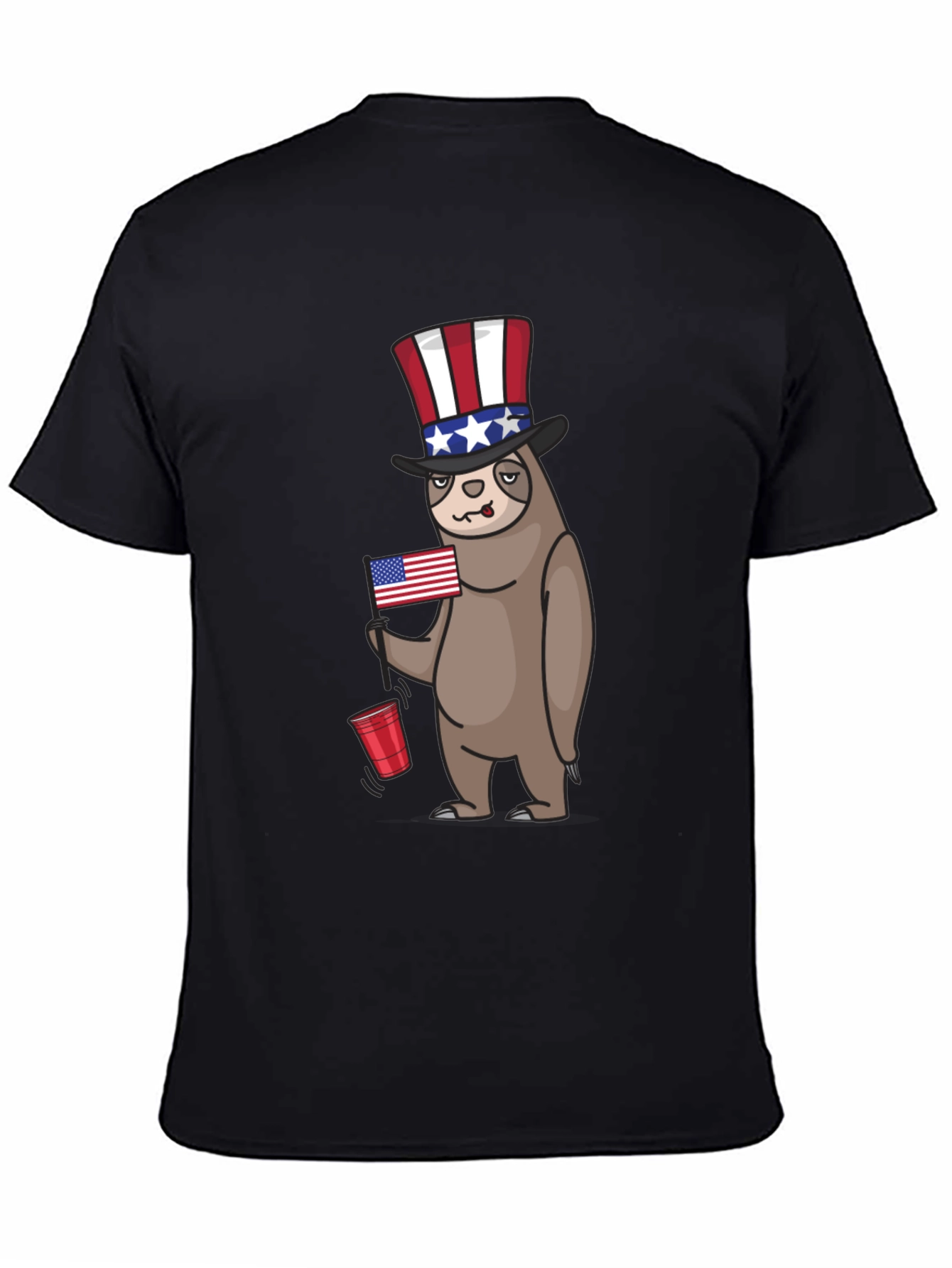 Patriotic Sloth Mens Black T-Shirt