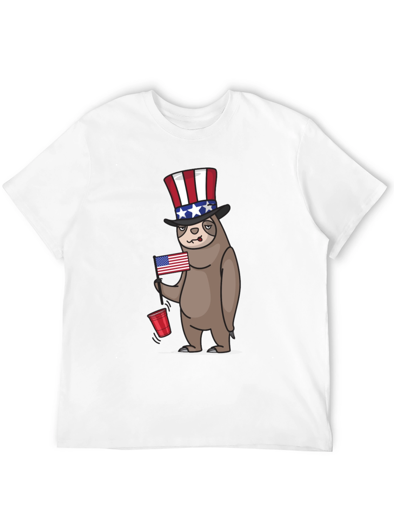 Patriotic Sloth Mens Black T-Shirt