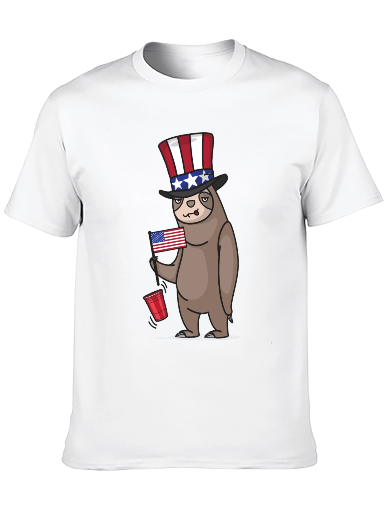 Patriotic Sloth Mens Black T-Shirt