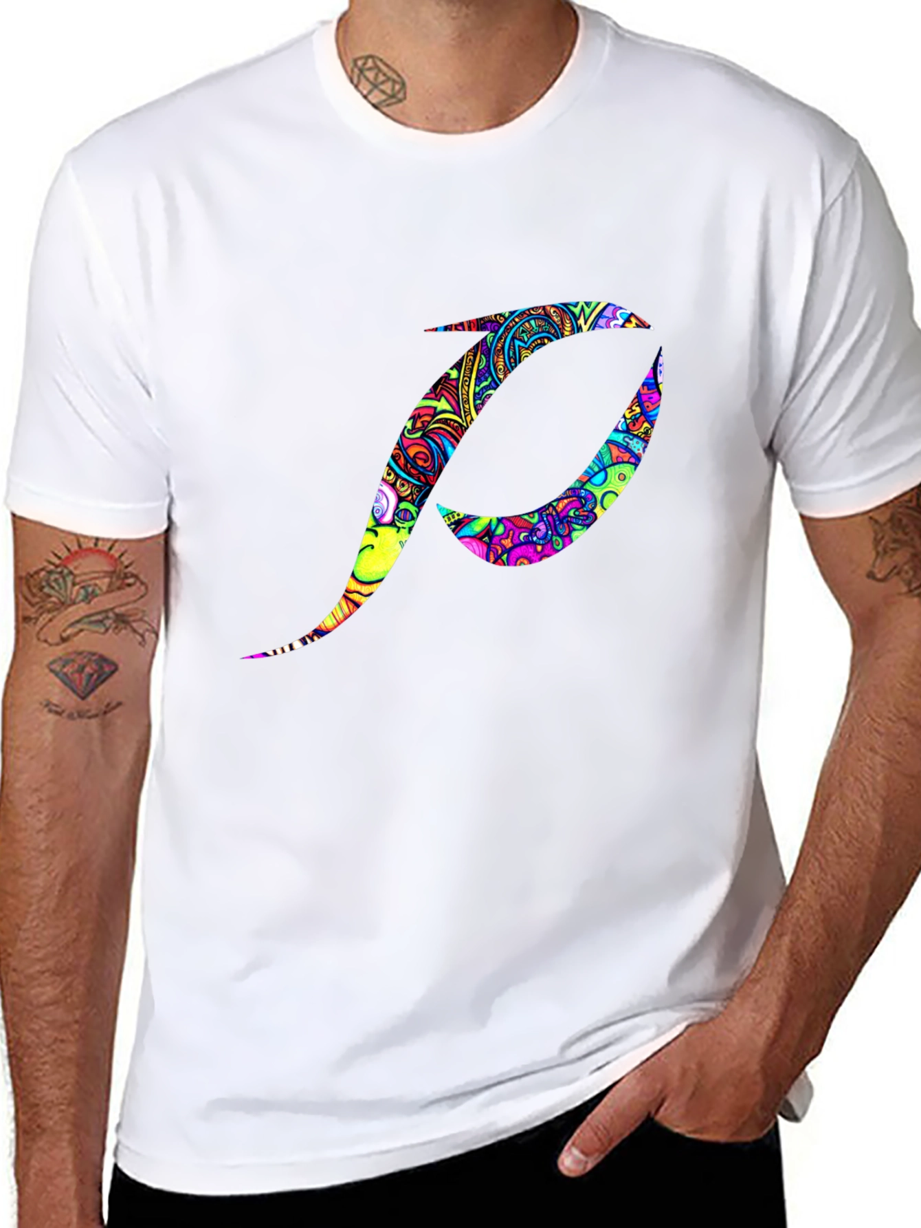 Psychedelic Initial P Black T-Shirt