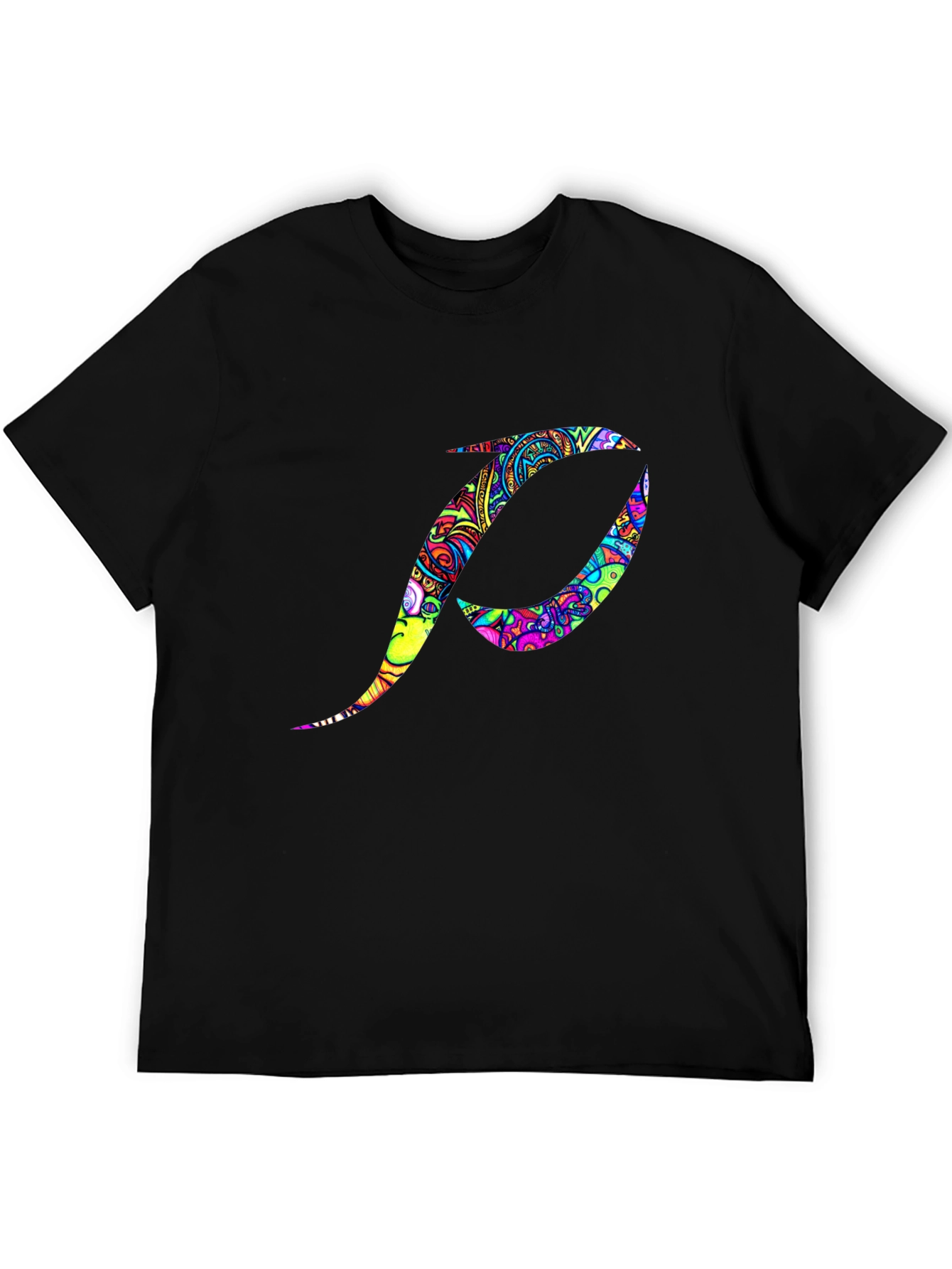 Psychedelic Initial P Black T-Shirt
