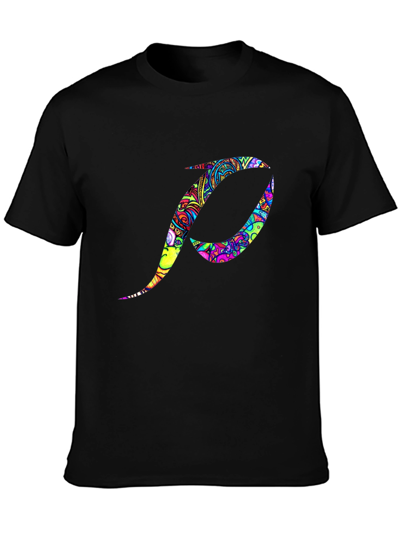 Psychedelic Initial P Black T-Shirt