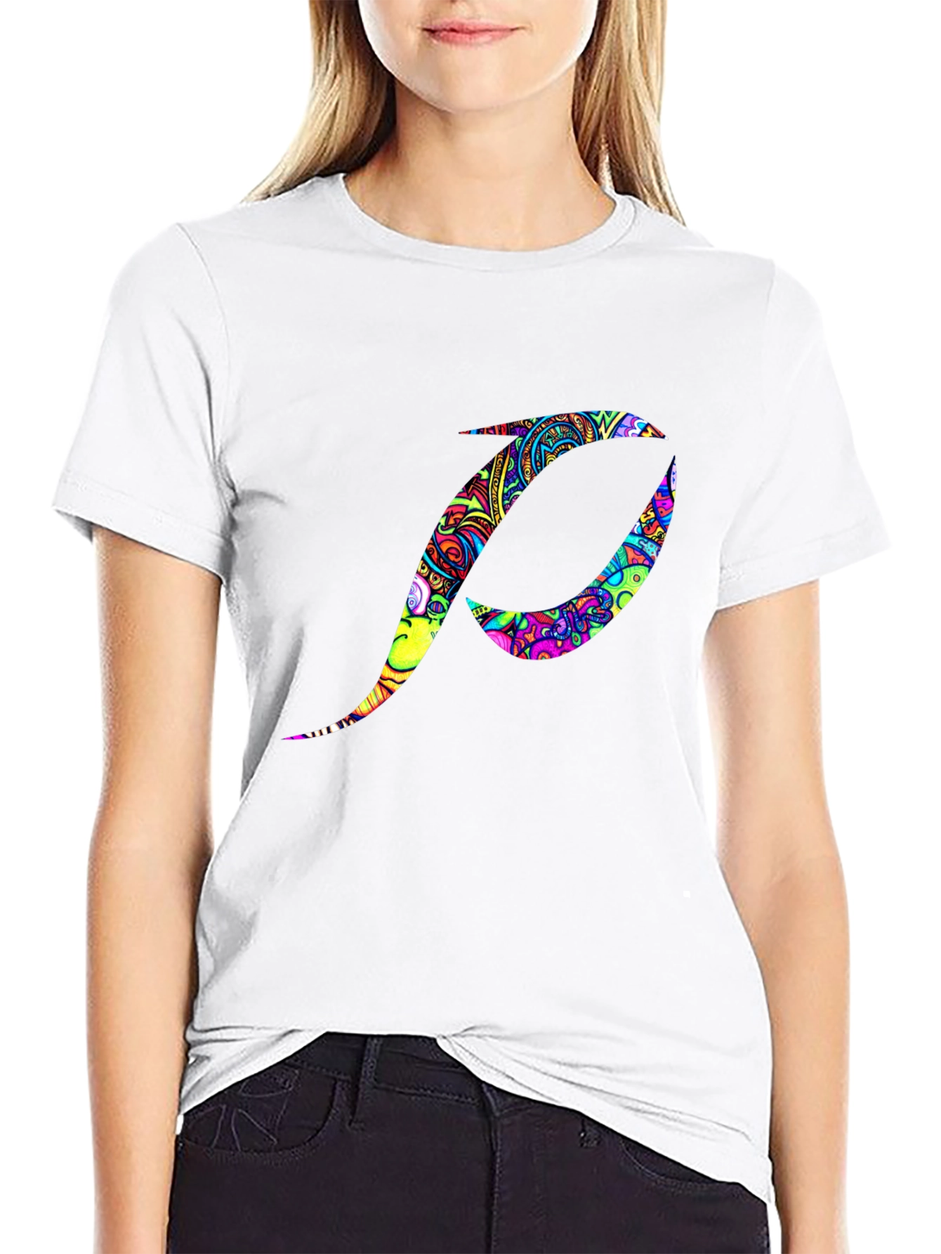 Psychedelic Initial P Black T-Shirt
