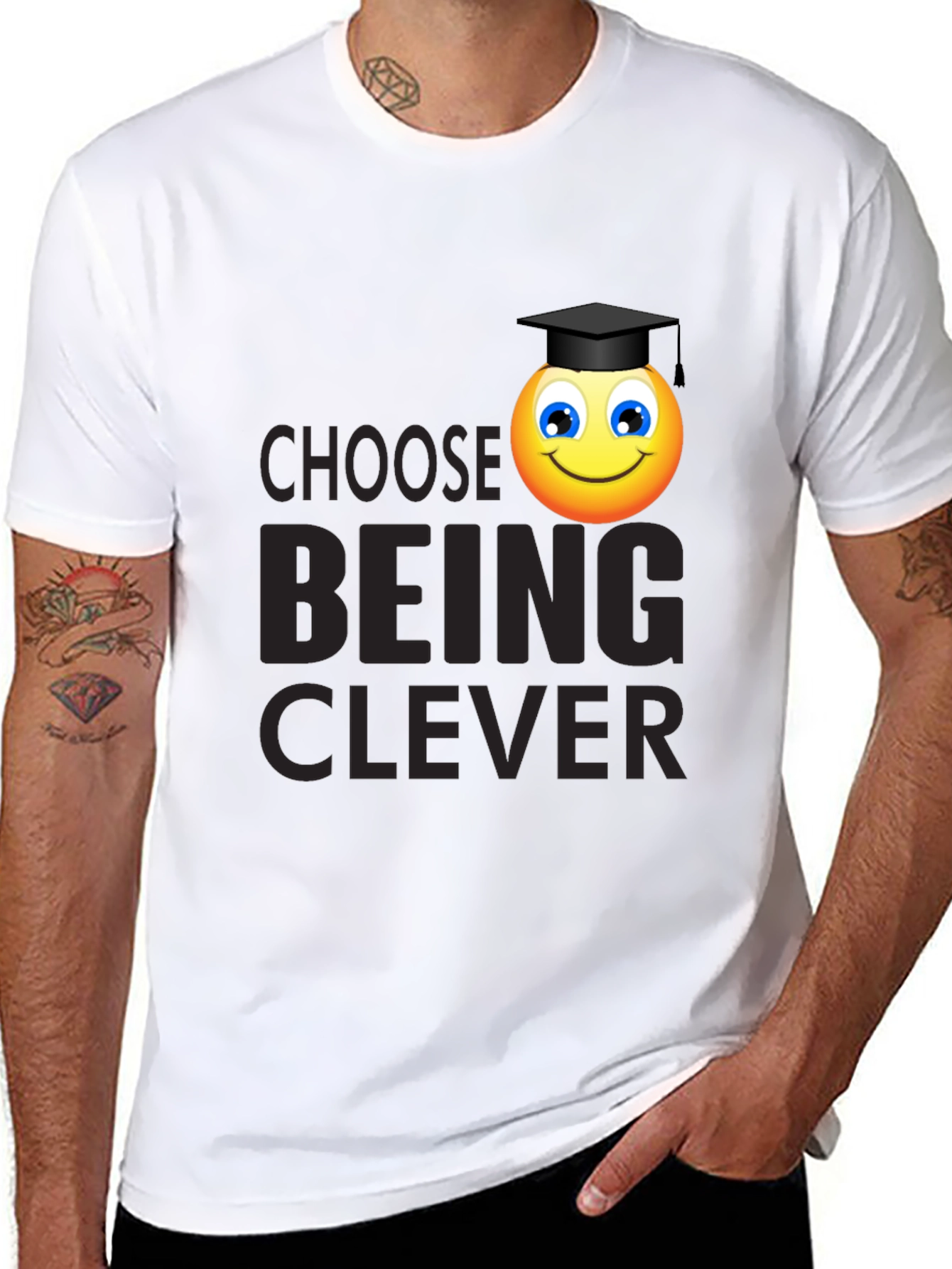 Clever Grad Emoji Black T-Shirt