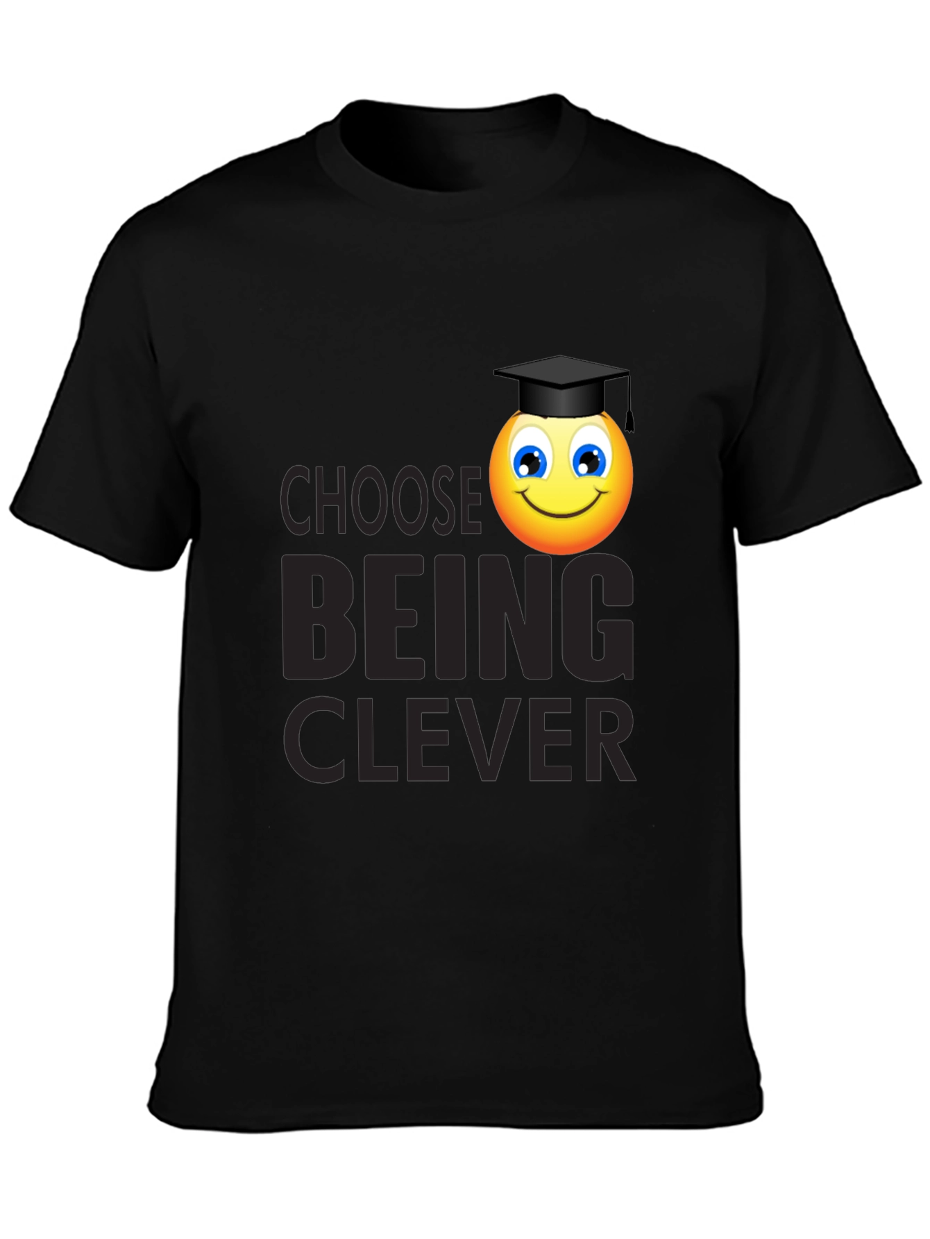 Clever Grad Emoji Black T-Shirt
