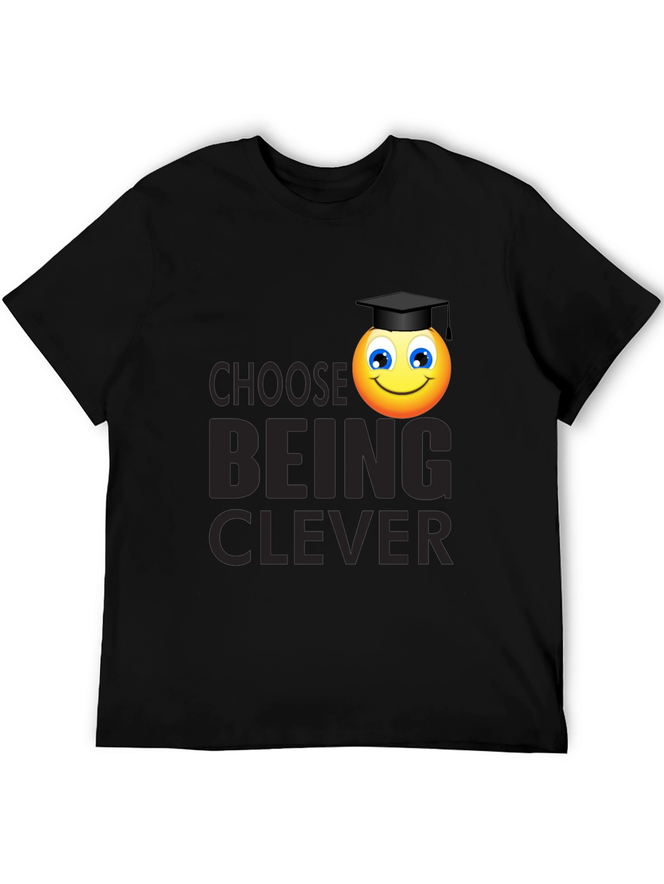 Clever Grad Emoji Black T-Shirt
