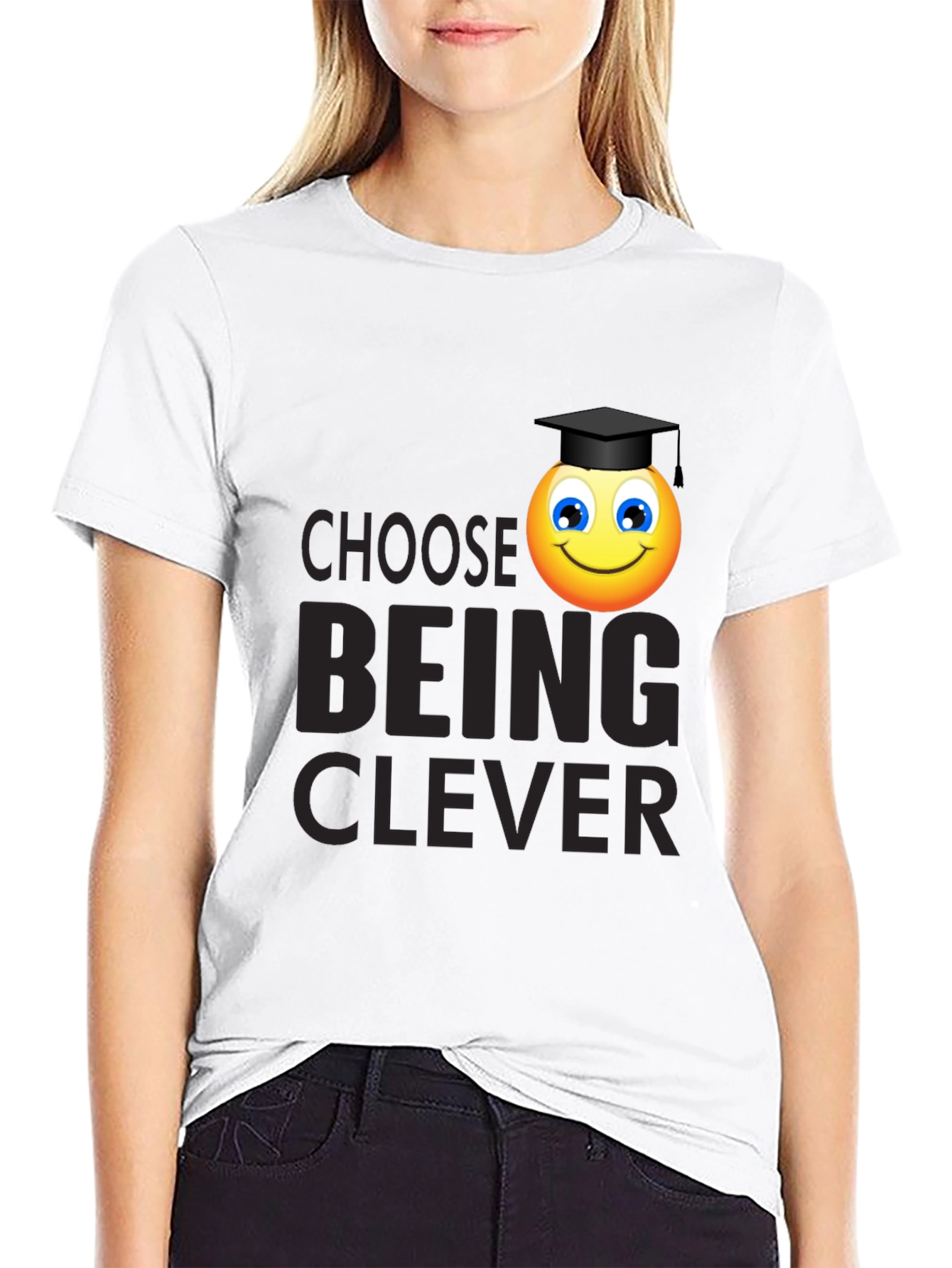 Clever Grad Emoji Black T-Shirt