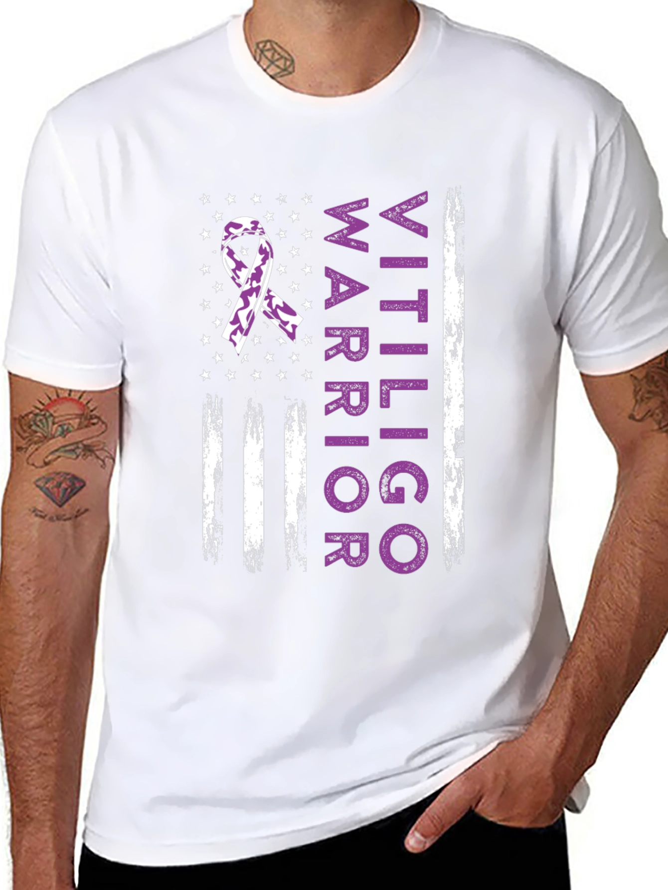 Vitiligo Warrior American Flag T-Shirt