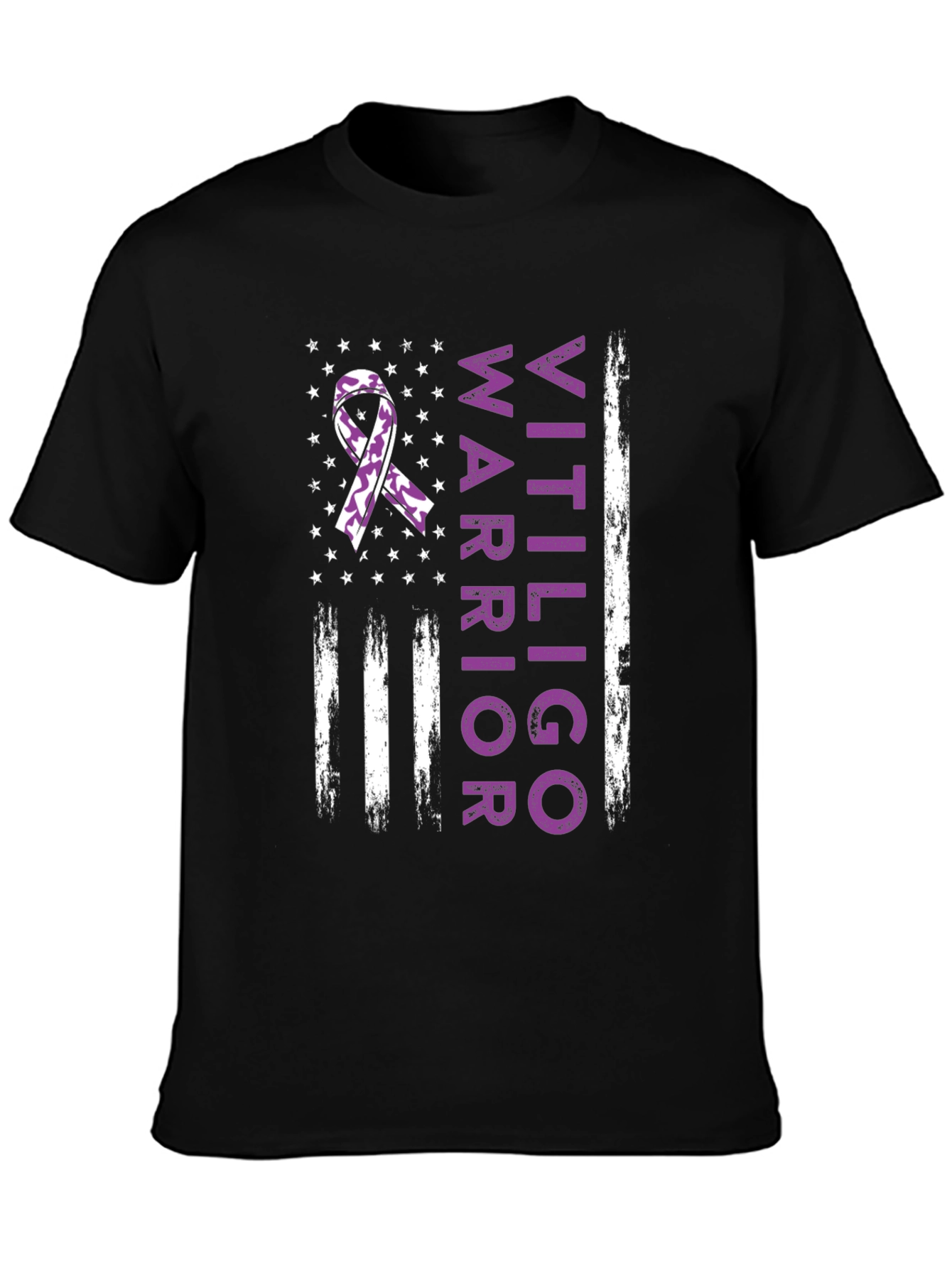Vitiligo Warrior American Flag T-Shirt