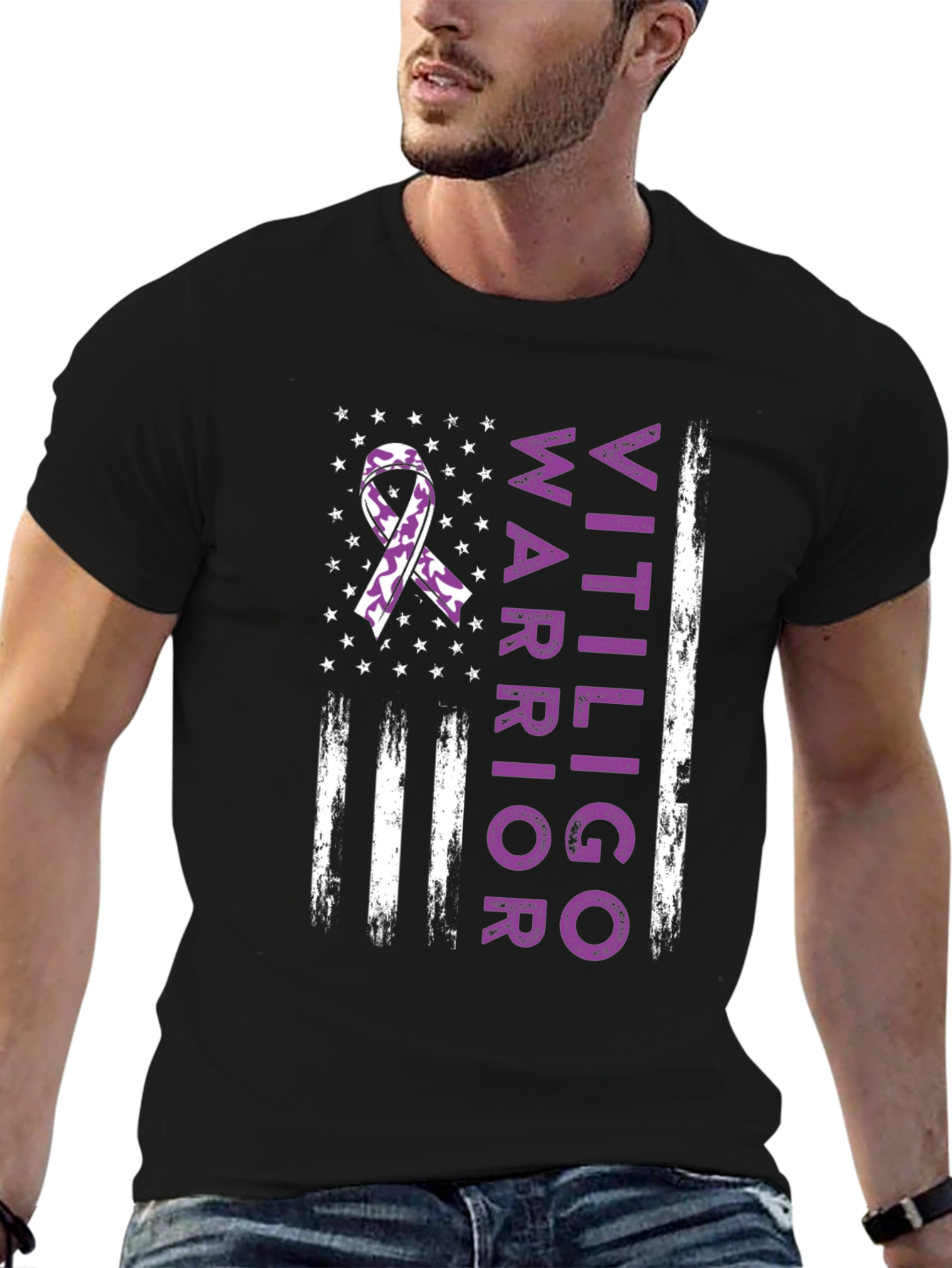Vitiligo Warrior American Flag T-Shirt