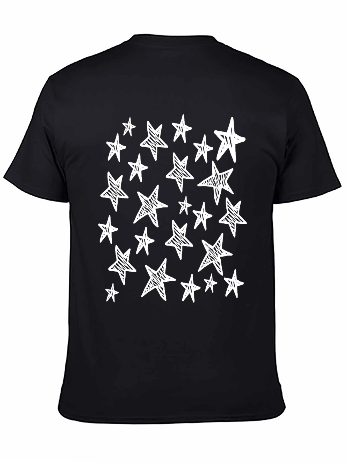 Starry Night Tee: Black Cotton Star Print Casual T-Shirt