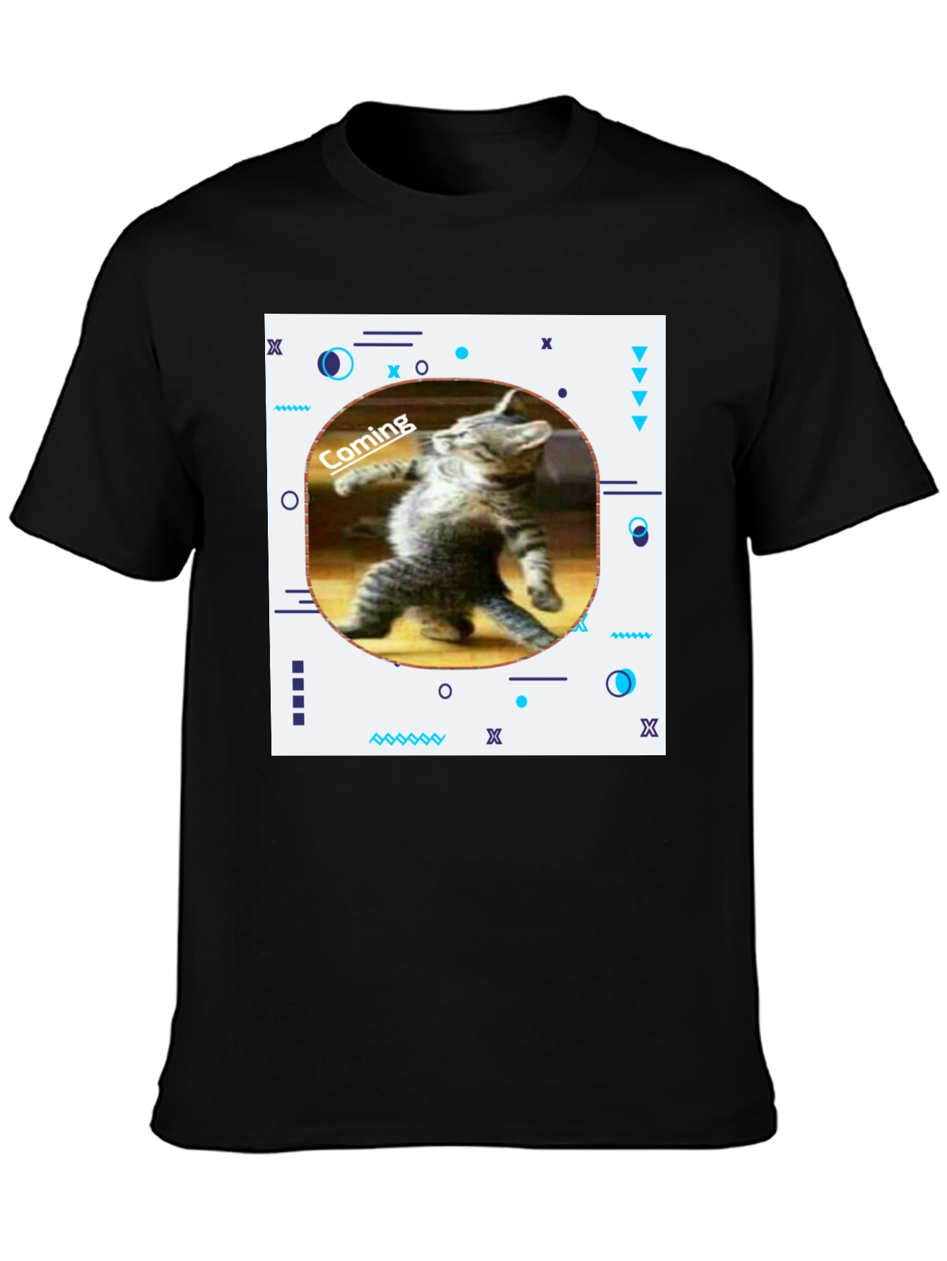 Funny Cat Coming T-Shirt - Black