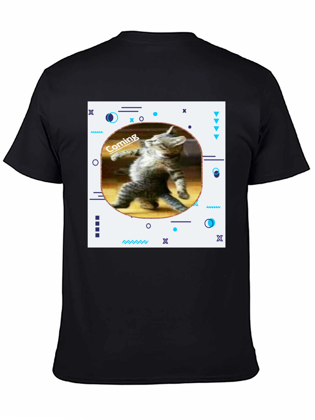 Funny Cat Coming T-Shirt - Black