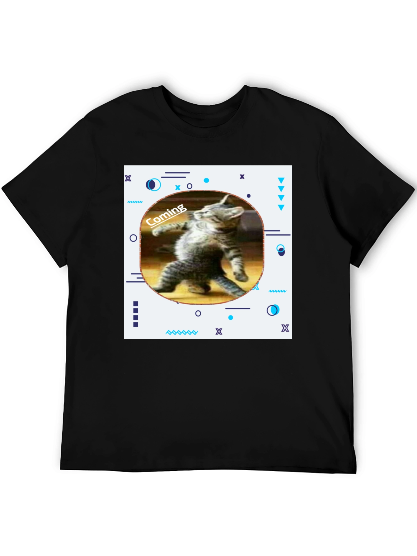 Funny Cat Coming T-Shirt - Black