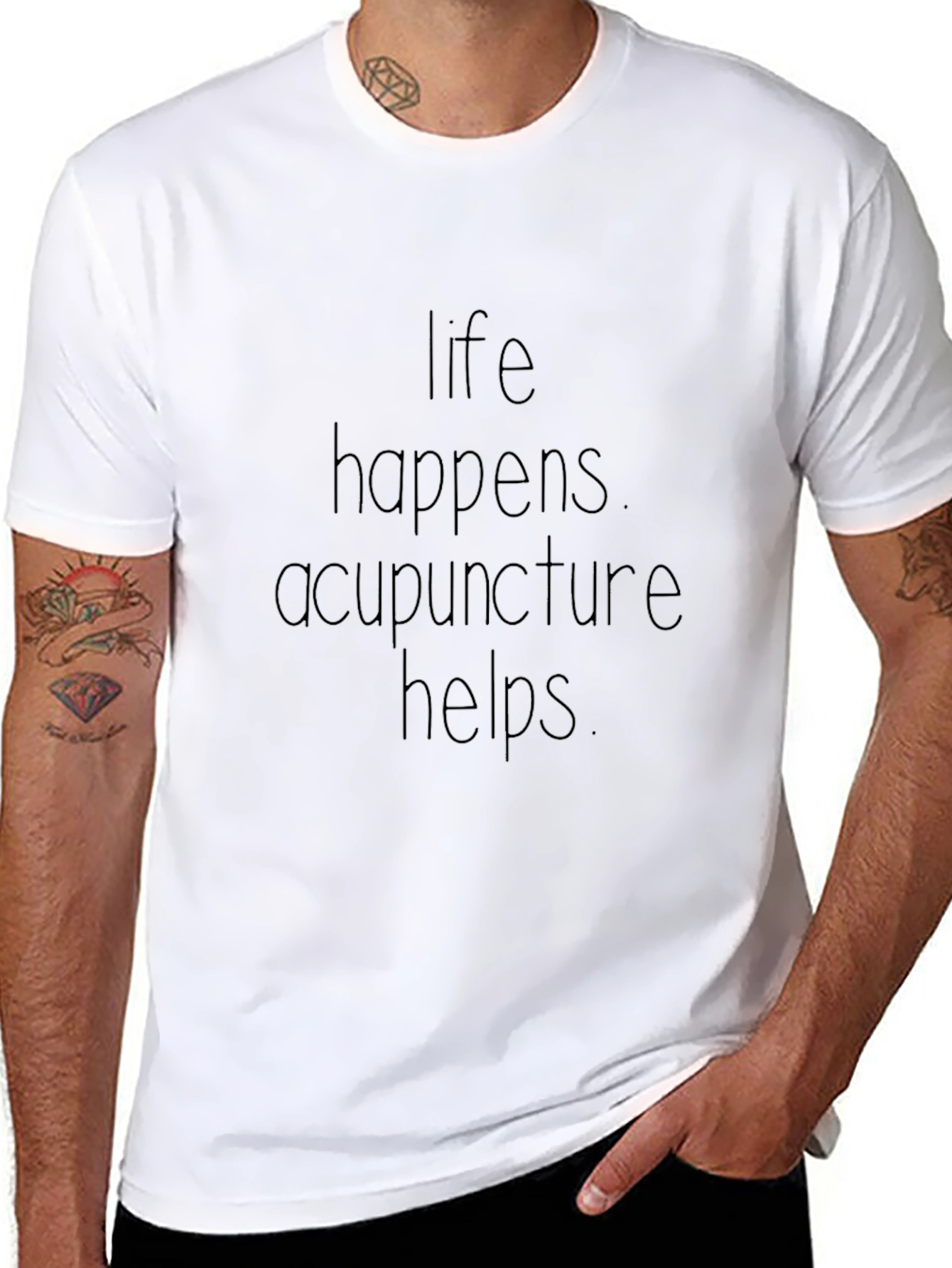 Life Happens Acupuncture Helps Black Tee