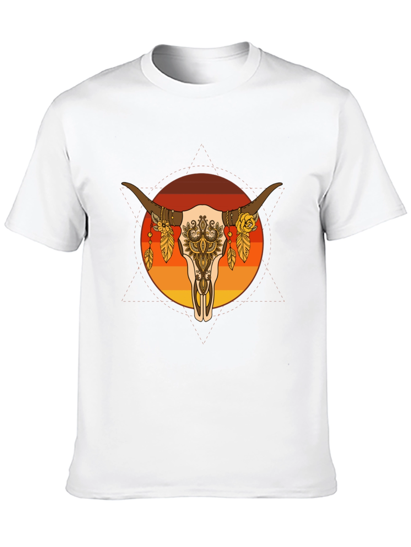 Bull Skull Graphic Tee - Boho Style T-Shirt