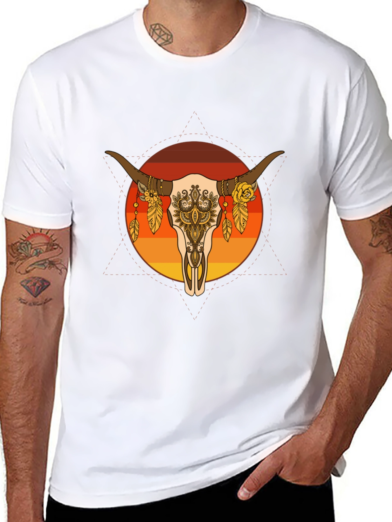 Bull Skull Graphic Tee - Boho Style T-Shirt