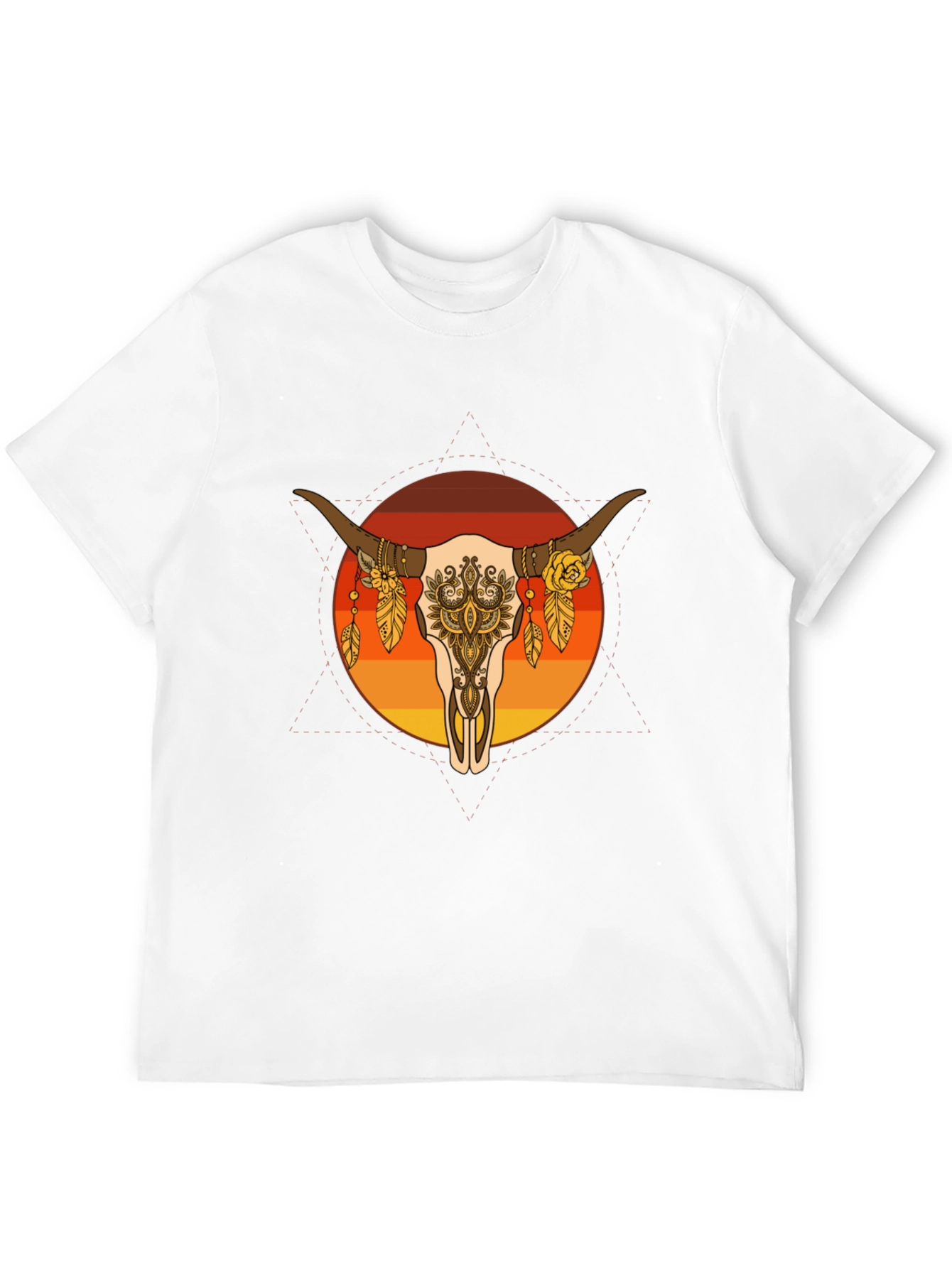 Bull Skull Graphic Tee - Boho Style T-Shirt