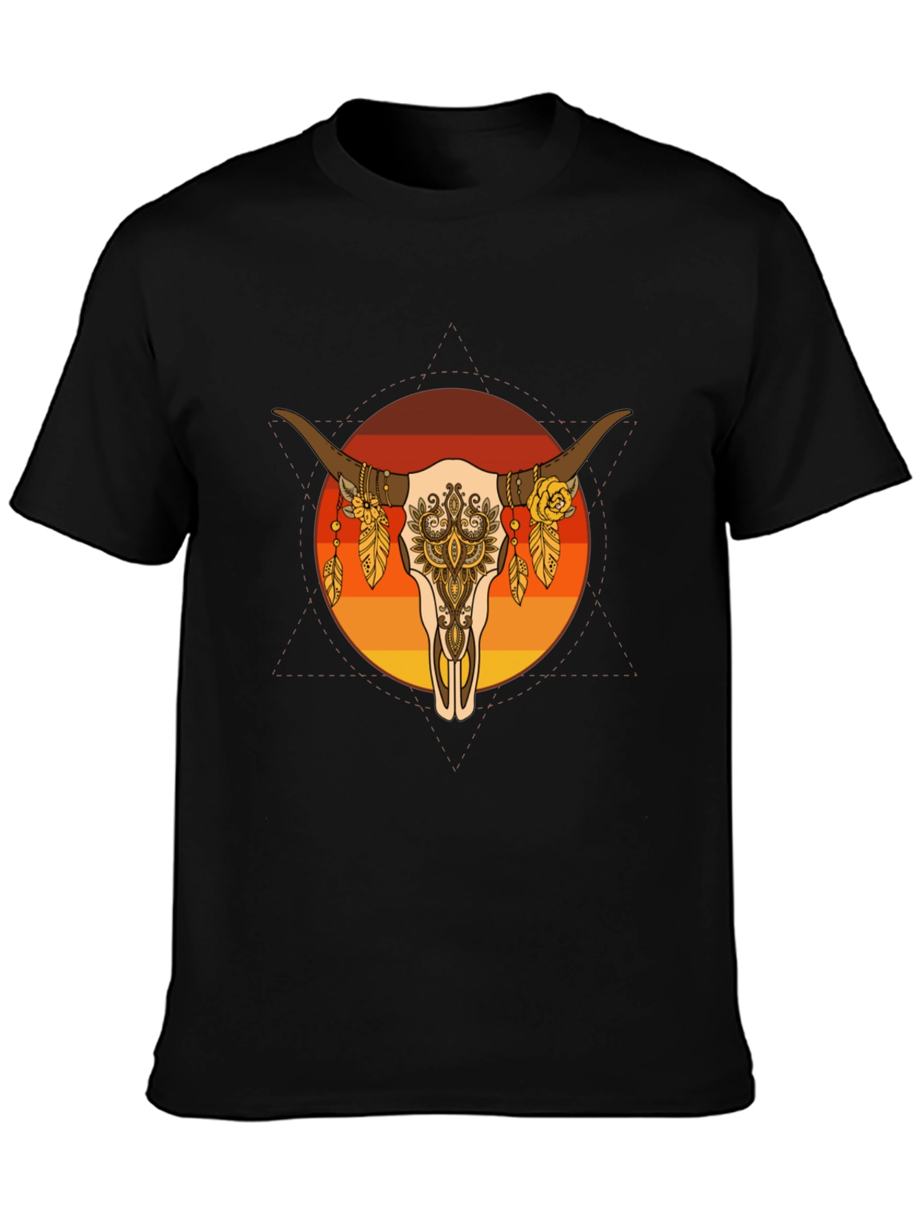 Bull Skull Graphic Tee - Boho Style T-Shirt