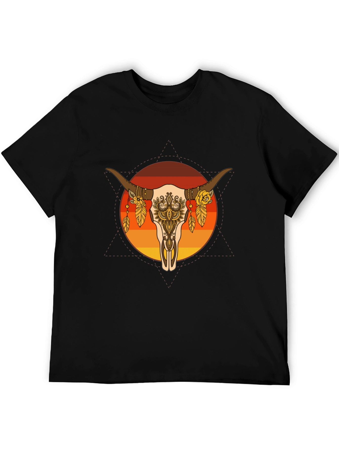 Bull Skull Graphic Tee - Boho Style T-Shirt