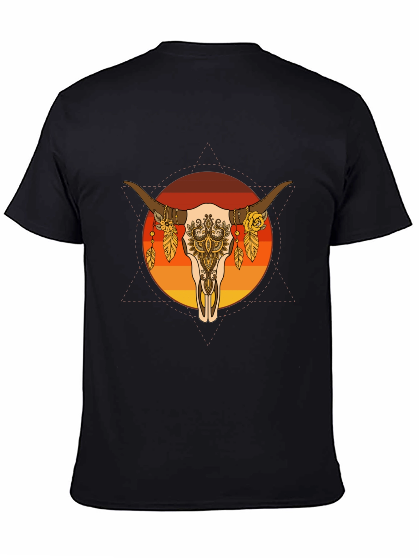 Bull Skull Graphic Tee - Boho Style T-Shirt