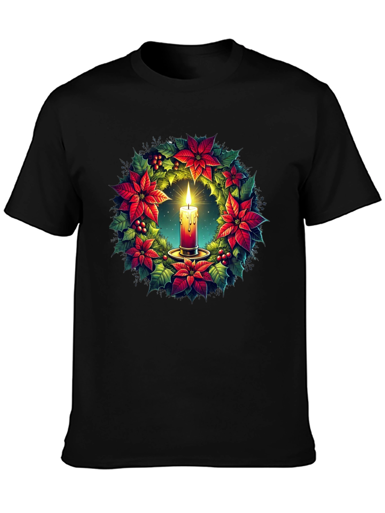 Festive Candle Wreath Graphic Tee