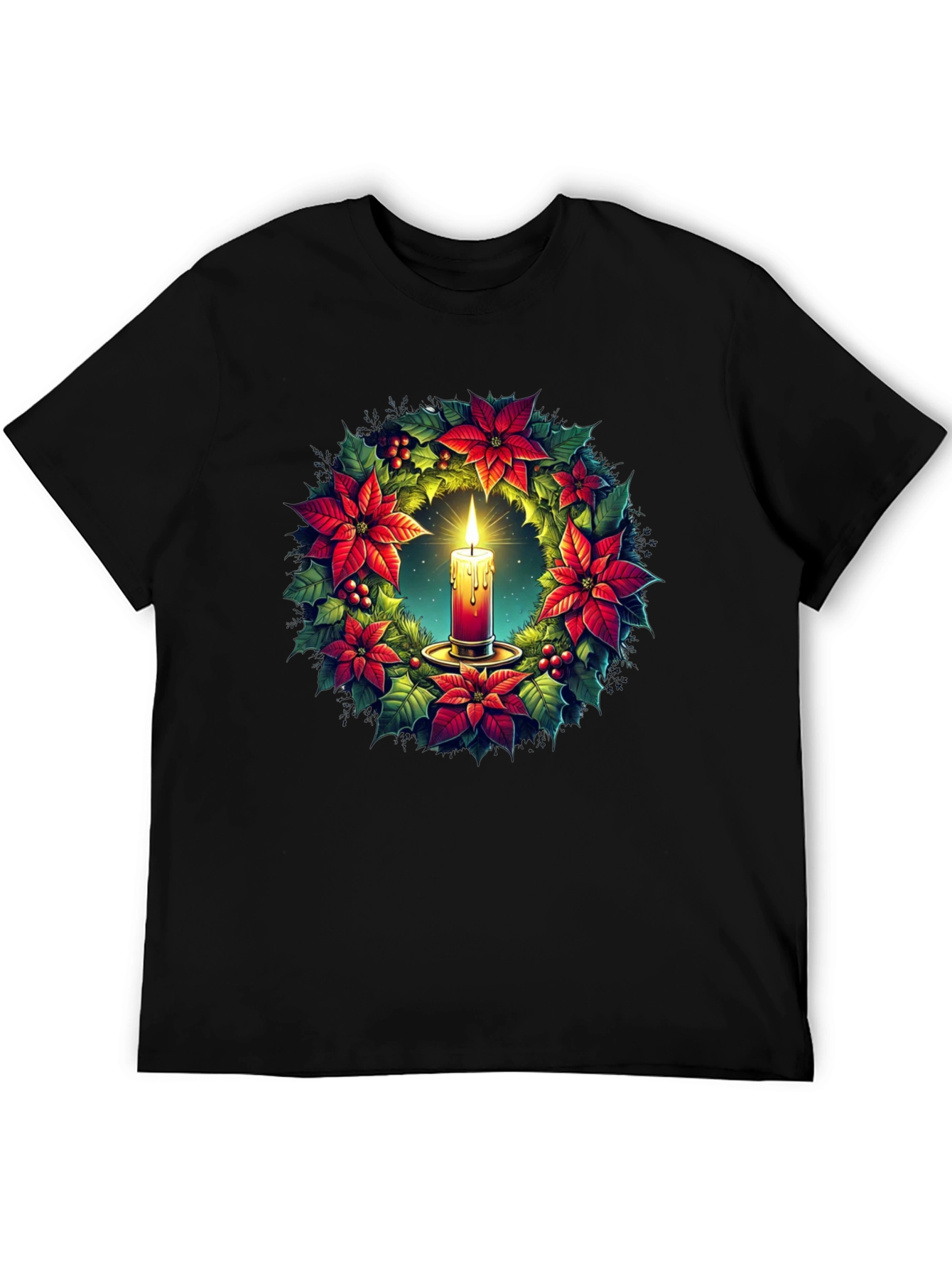 Festive Candle Wreath Graphic Tee