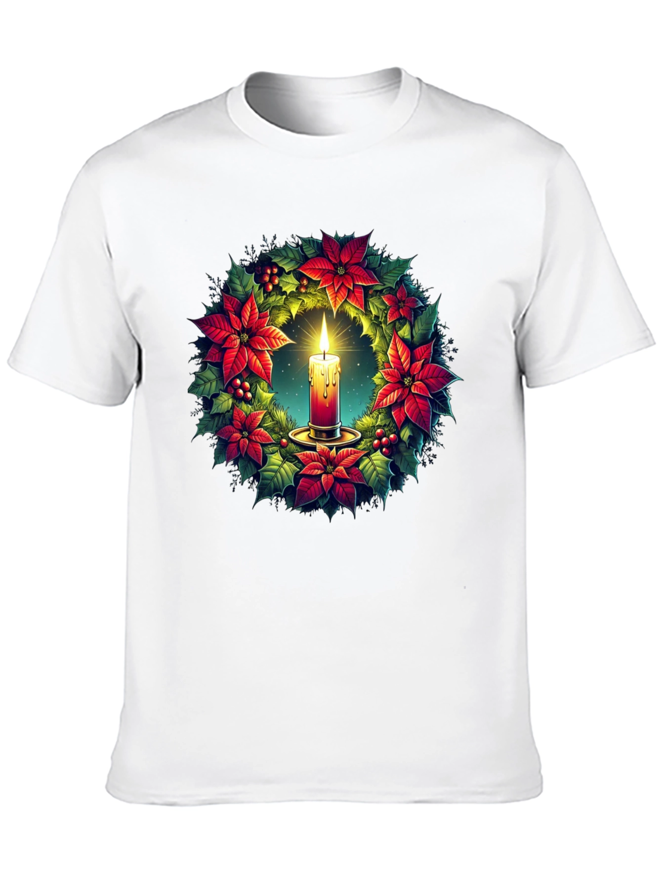Festive Candle Wreath Graphic Tee