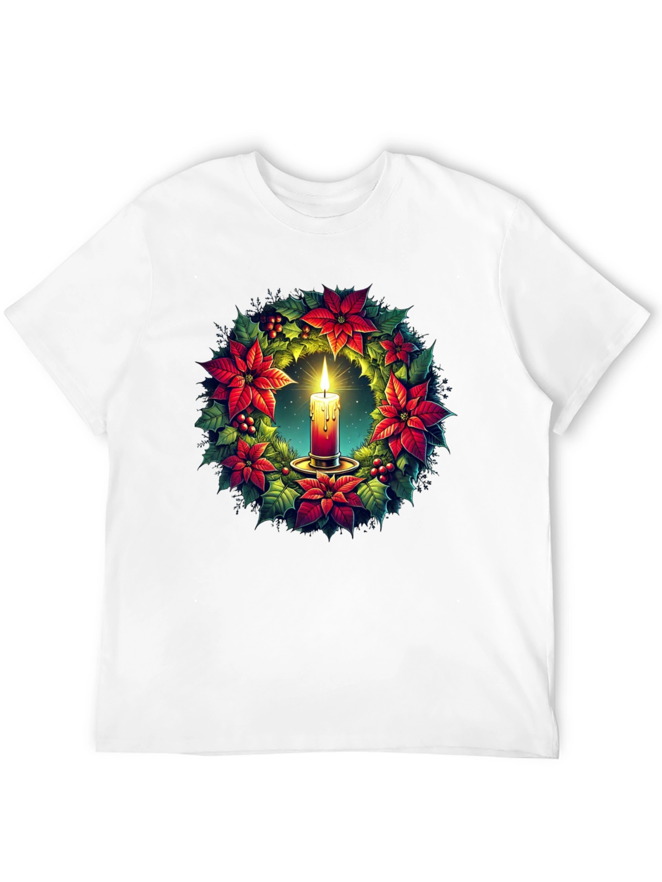 Festive Candle Wreath Graphic Tee
