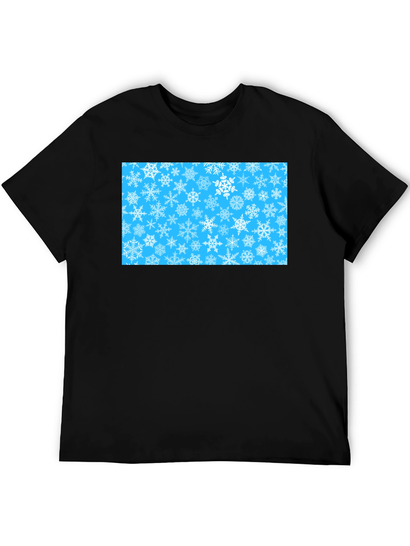 Snowflake Pattern Black T-Shirt