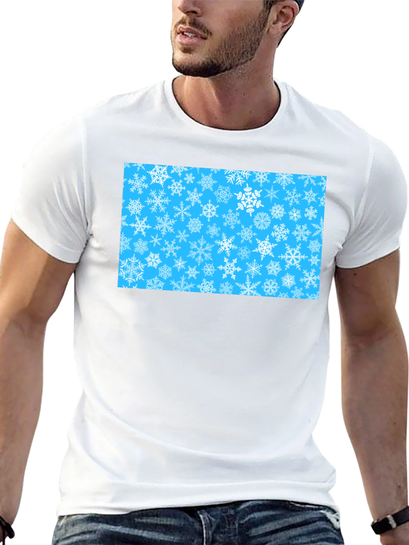 Snowflake Pattern Black T-Shirt