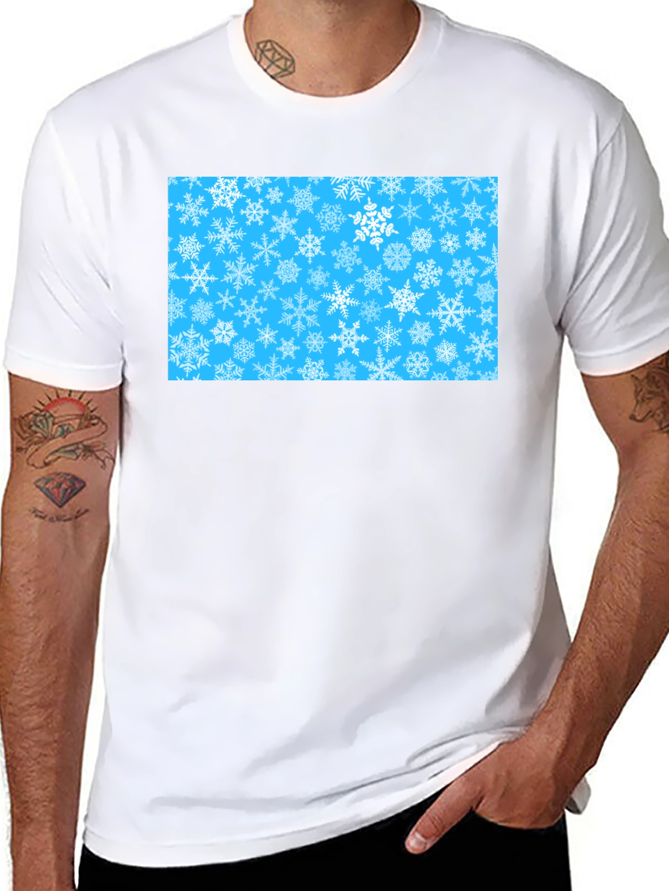 Snowflake Pattern Black T-Shirt