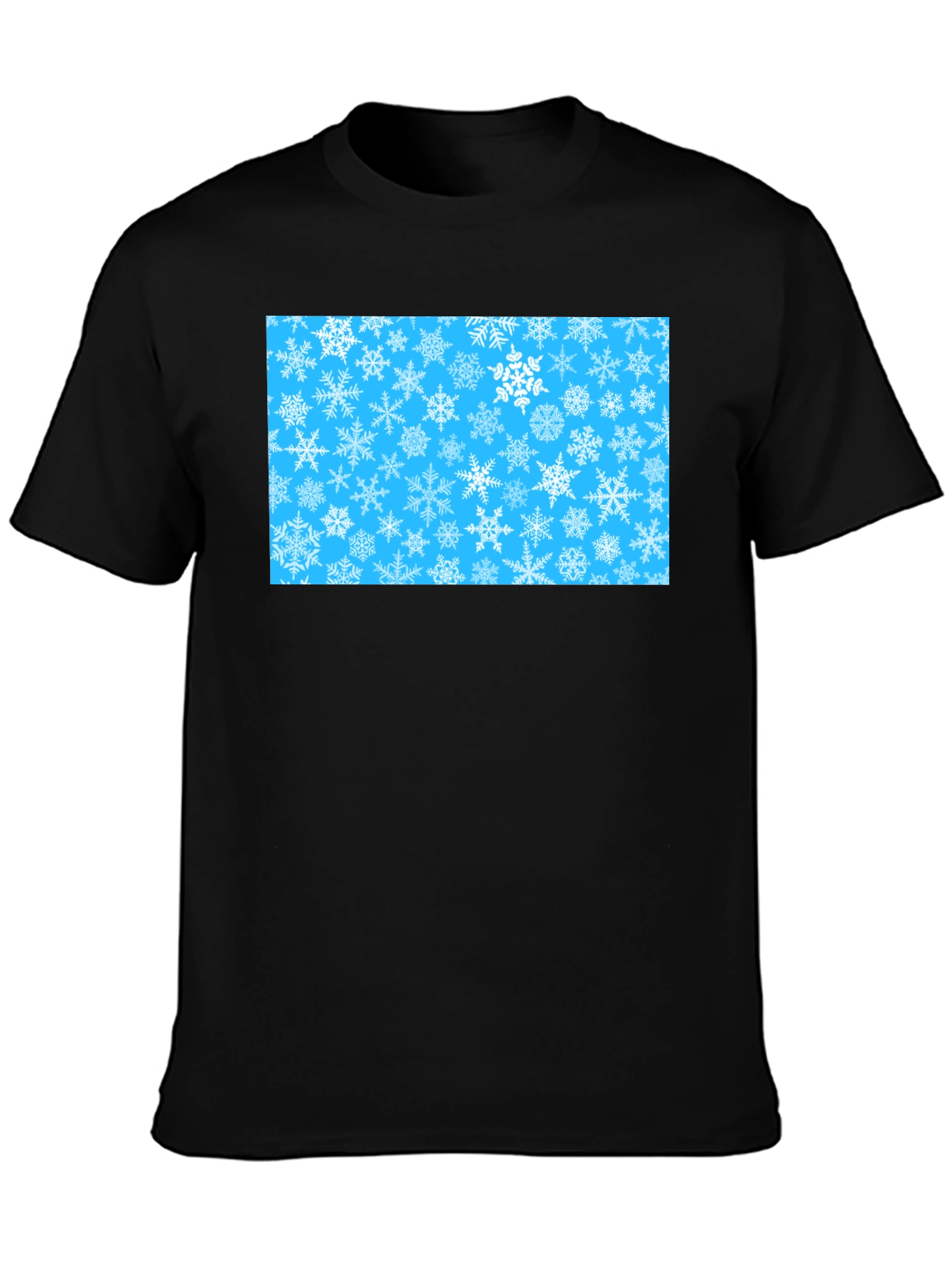 Snowflake Pattern Black T-Shirt