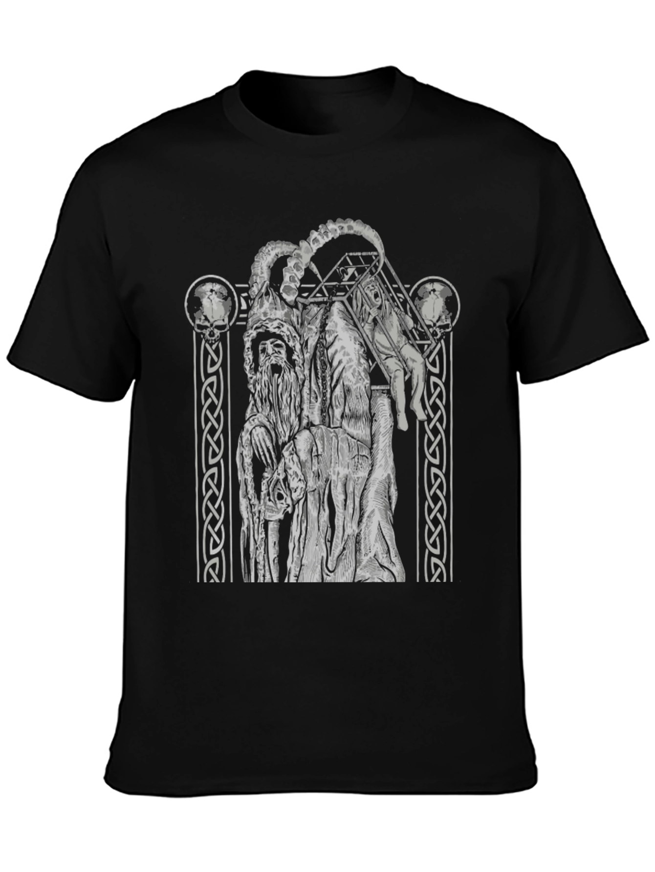 Black Graphic Tee - Horned Figure