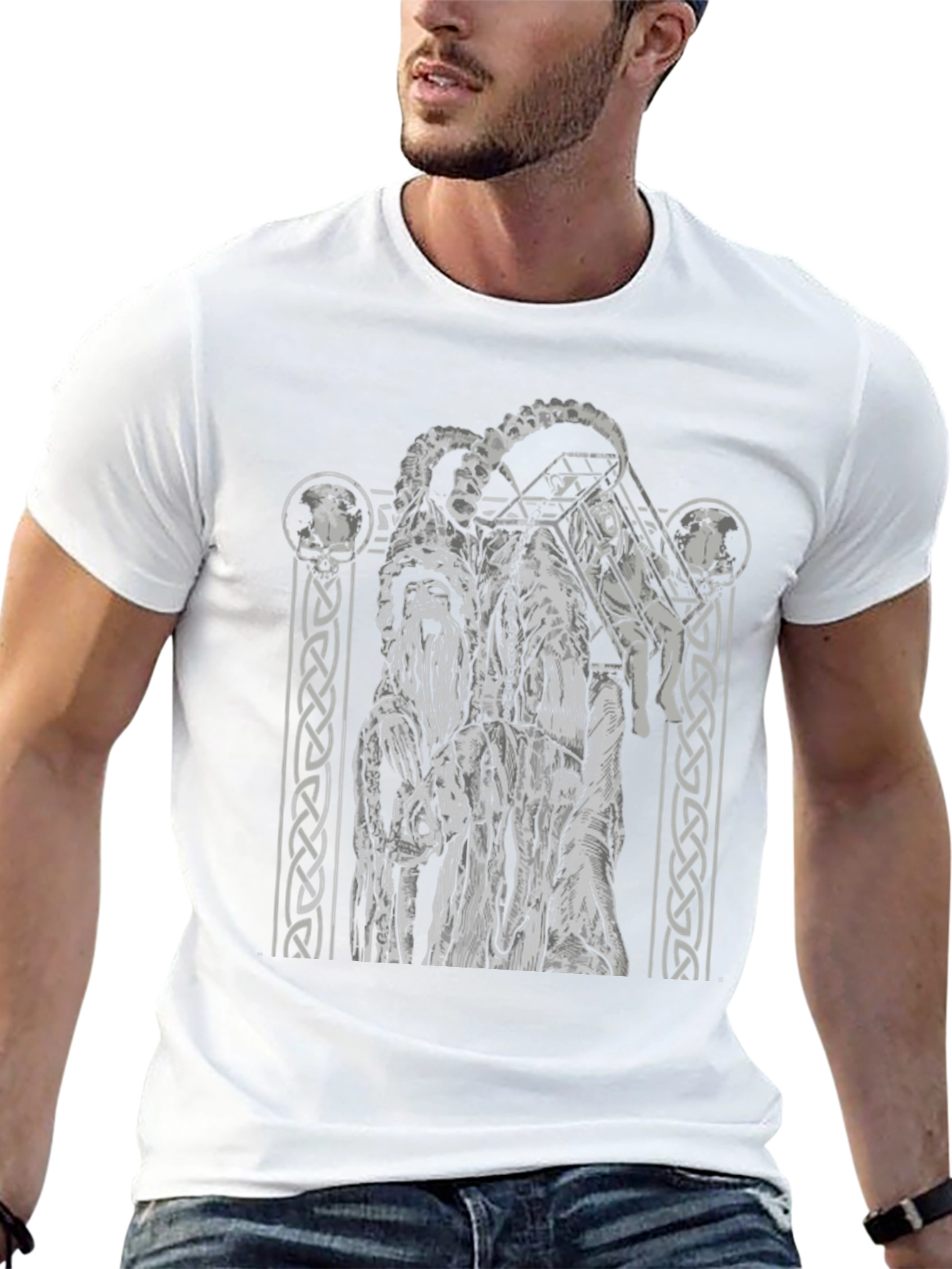 Black Graphic Tee - Horned Figure