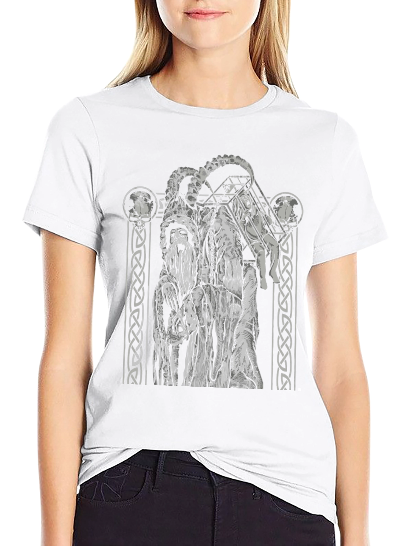 Black Graphic Tee - Horned Figure