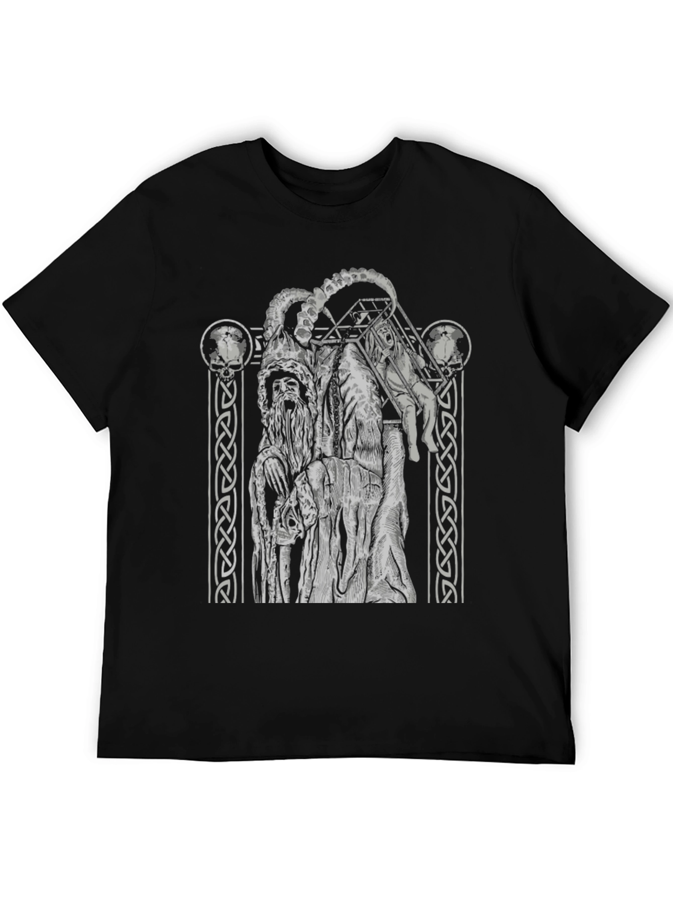 Black Graphic Tee - Horned Figure