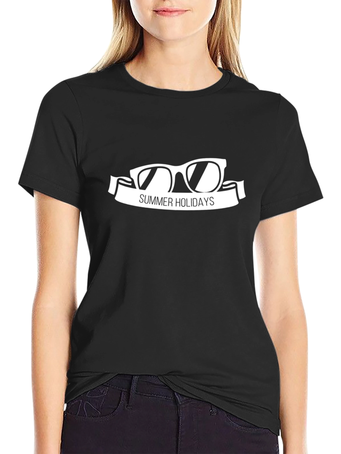 Summer Holidays Graphic Tee - Black